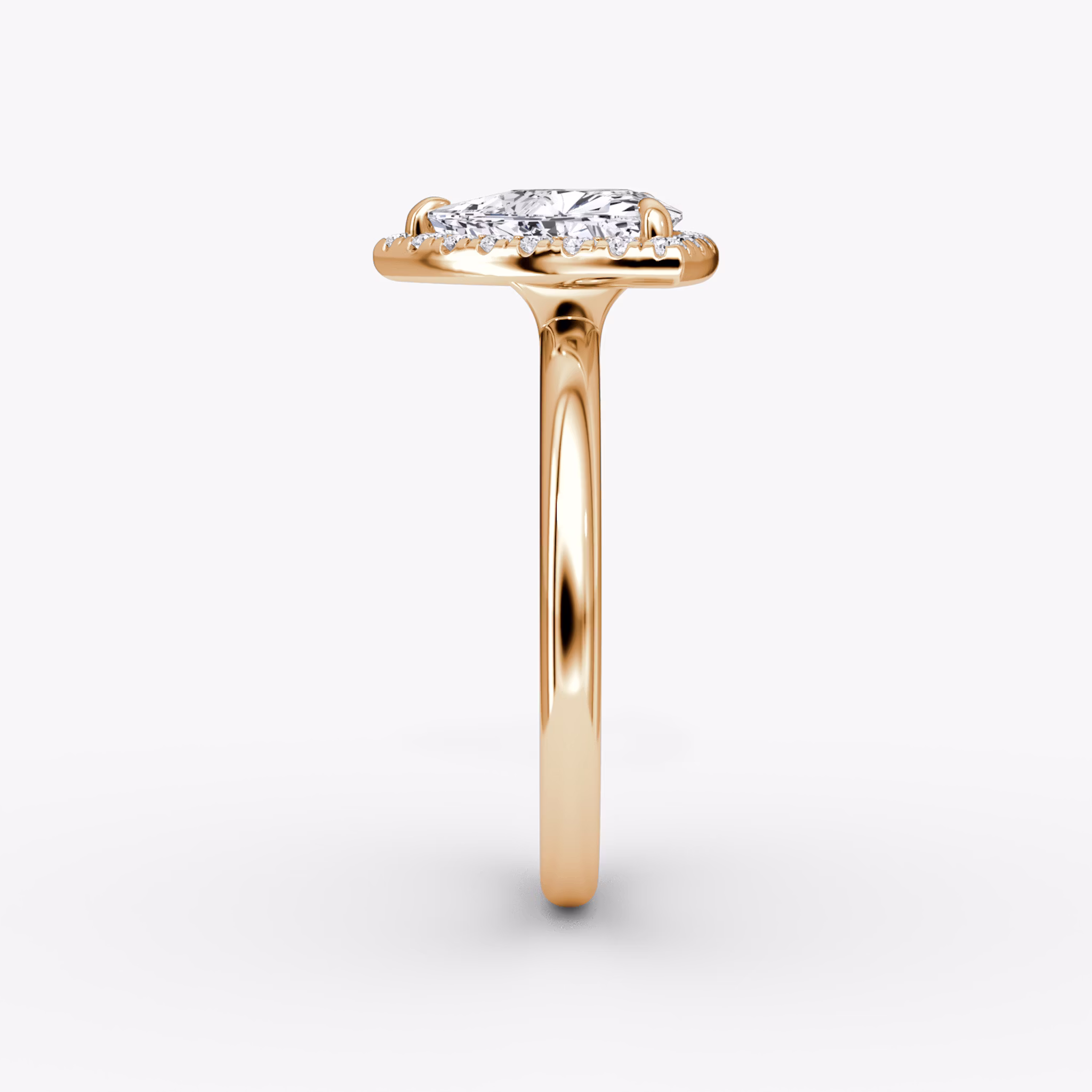 The Halo | Trillion | 14k | Rose Gold | bandAccent: Plain | haloSize: original | diamondOrientation: vertical | caratWeight: other