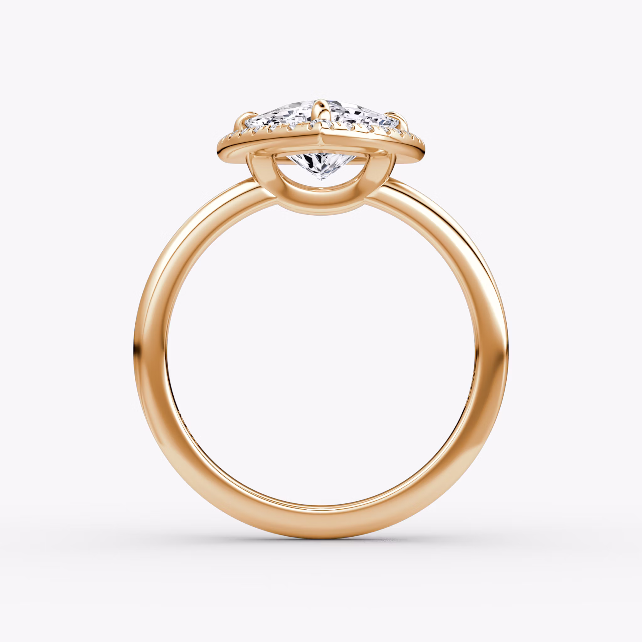 The Halo | Trillion | 14k | Rose Gold | bandAccent: Plain | haloSize: original | diamondOrientation: vertical | caratWeight: other