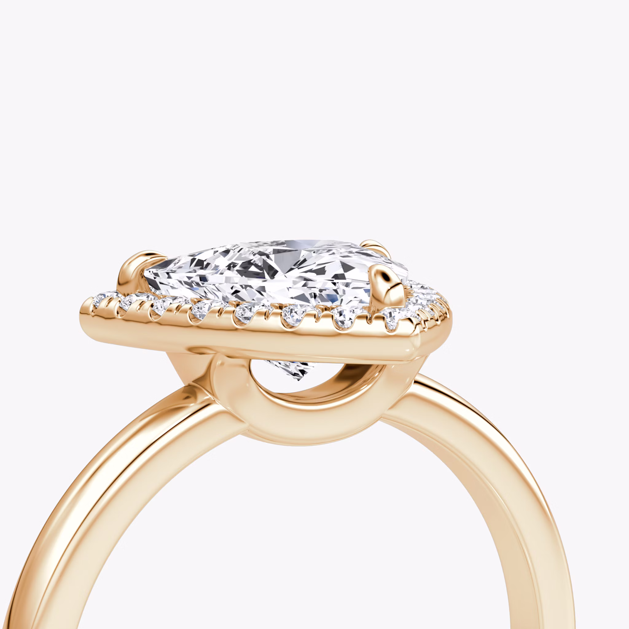 The Halo | Trillion | 14k | Rose Gold | bandAccent: Plain | haloSize: original | diamondOrientation: vertical | caratWeight: other