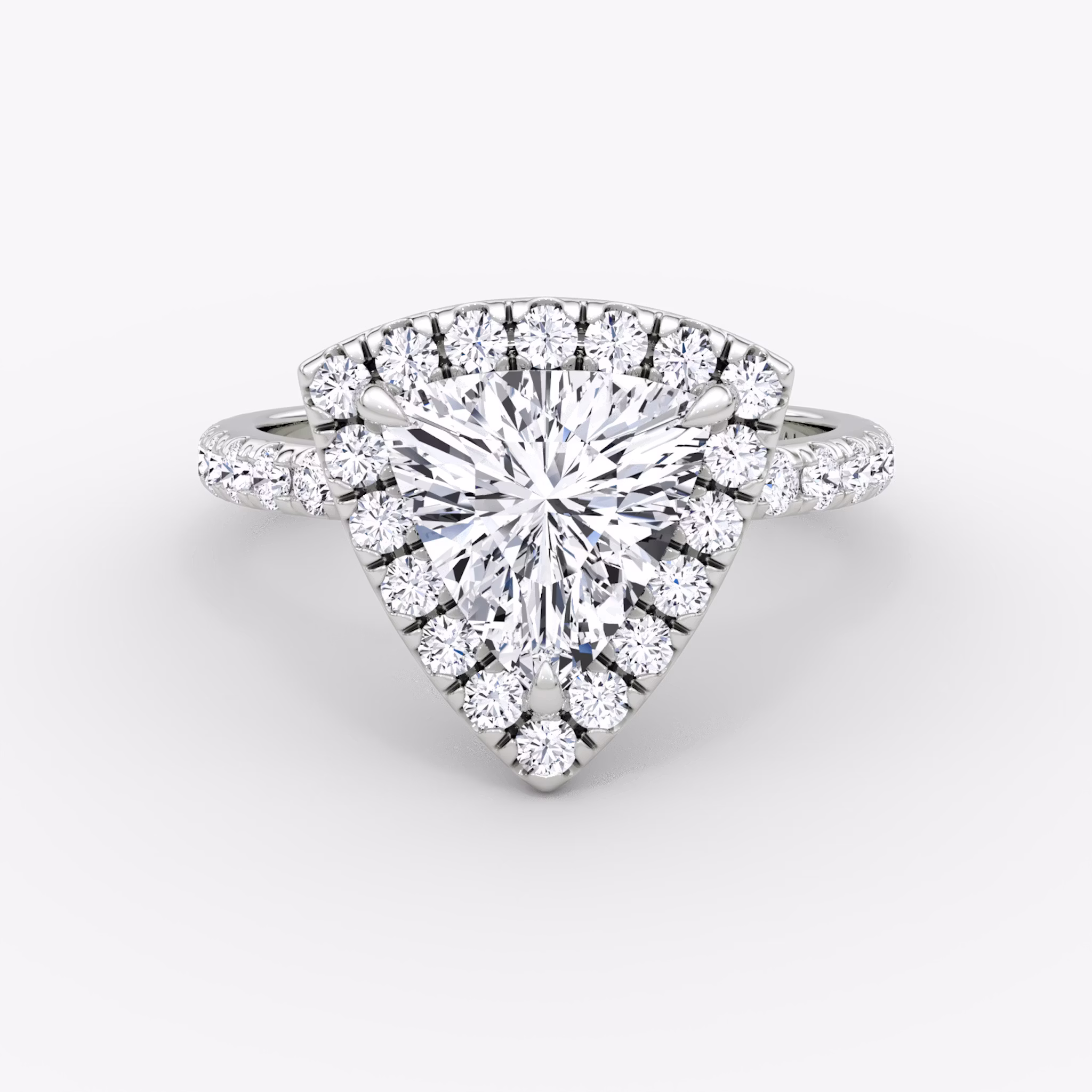 Halo | Trillant | Platin | bandAccent: Mit Pavé-Besatz | haloSize: large | diamondOrientation: vertical | caratWeight: other