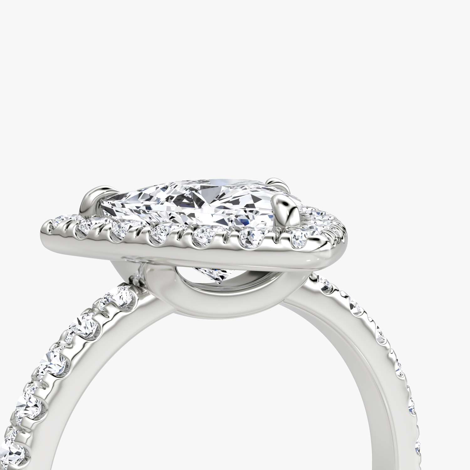 Halo | Trillant | Platin | bandAccent: Mit Pavé-Besatz | haloSize: large | diamondOrientation: vertical | caratWeight: other