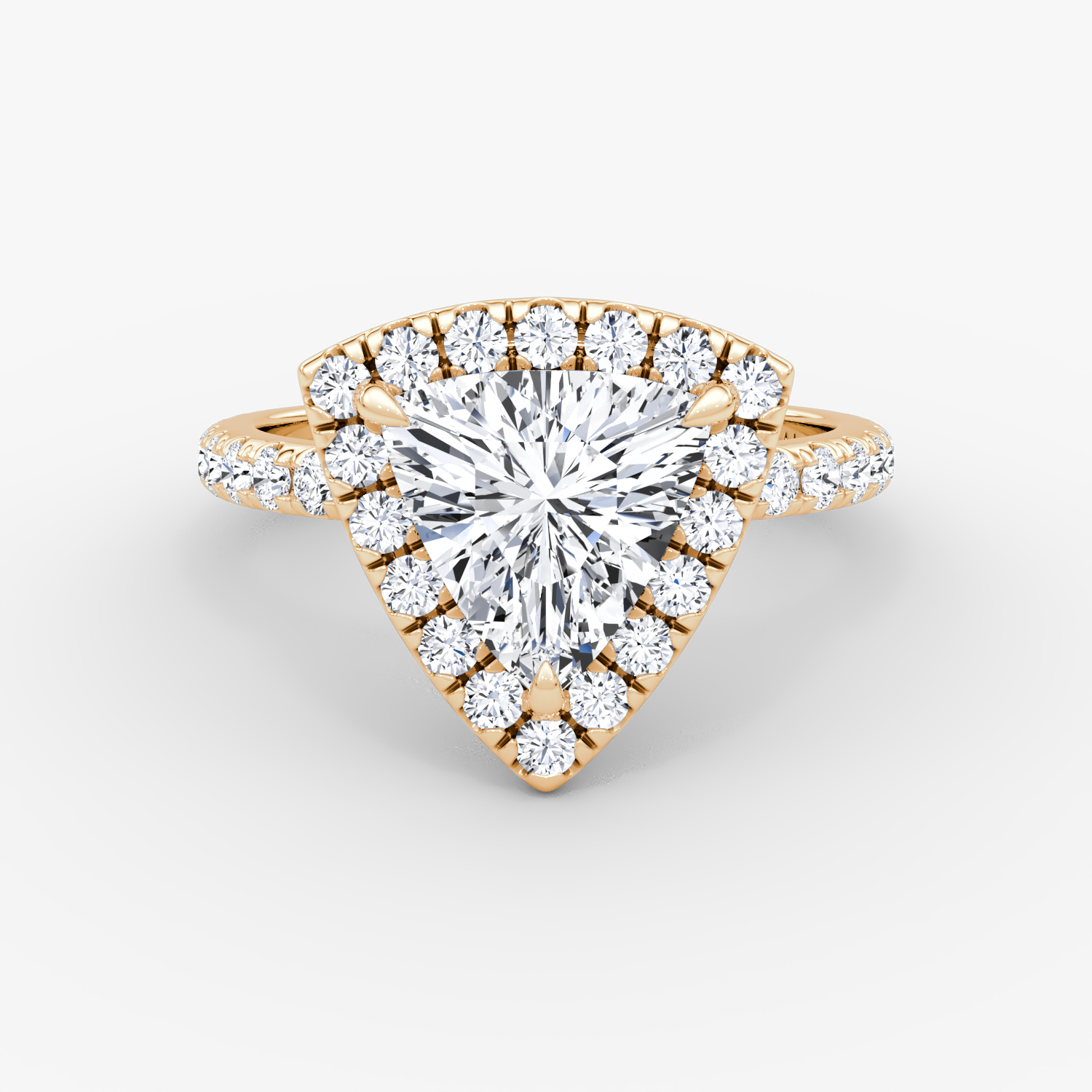 Halo | Trillant | 14k | Roségold | bandAccent: Mit Pavé-Besatz | haloSize: large | diamondOrientation: vertical | caratWeight: other
