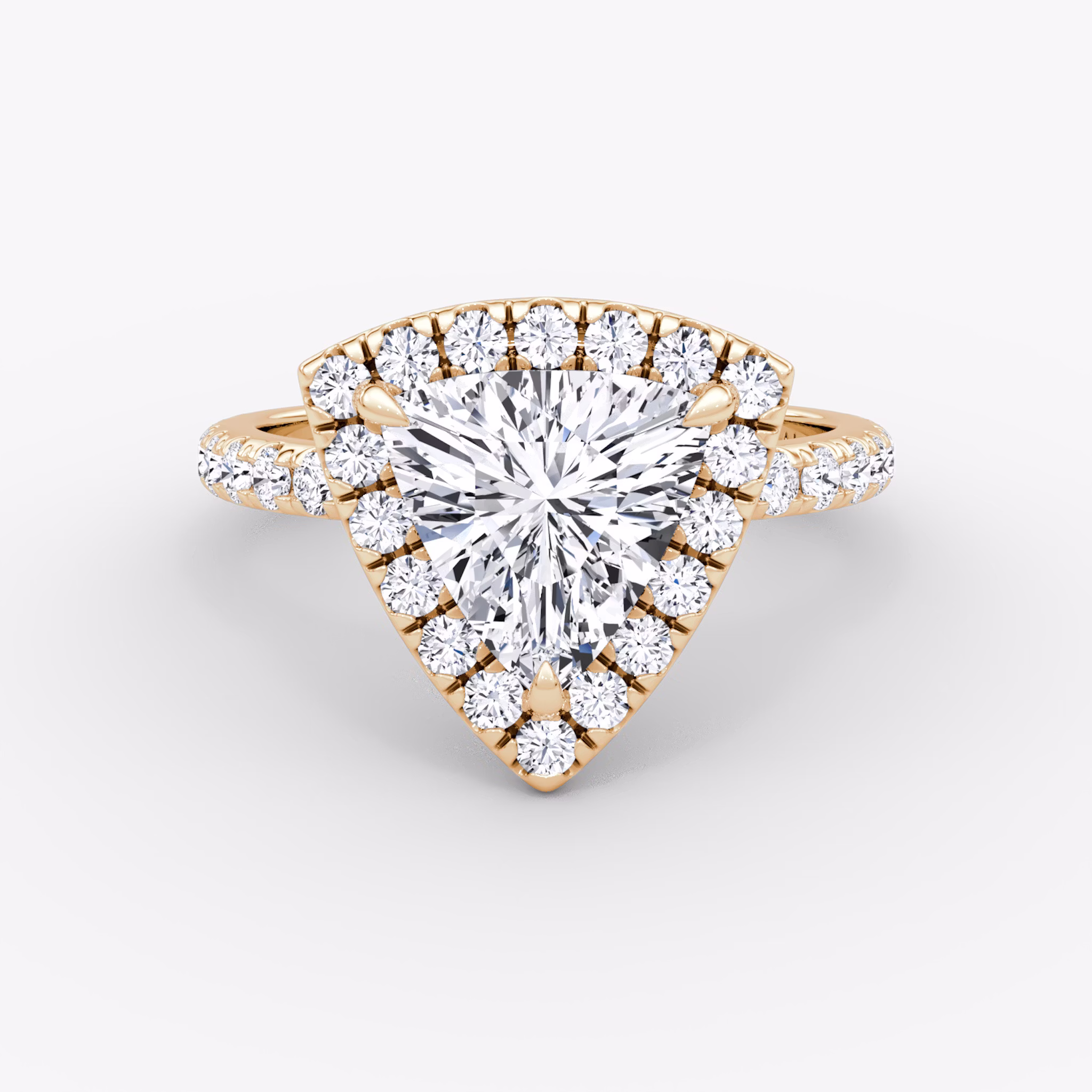 Halo | Trillant | 14k | Roségold | bandAccent: Mit Pavé-Besatz | haloSize: large | diamondOrientation: vertical | caratWeight: other