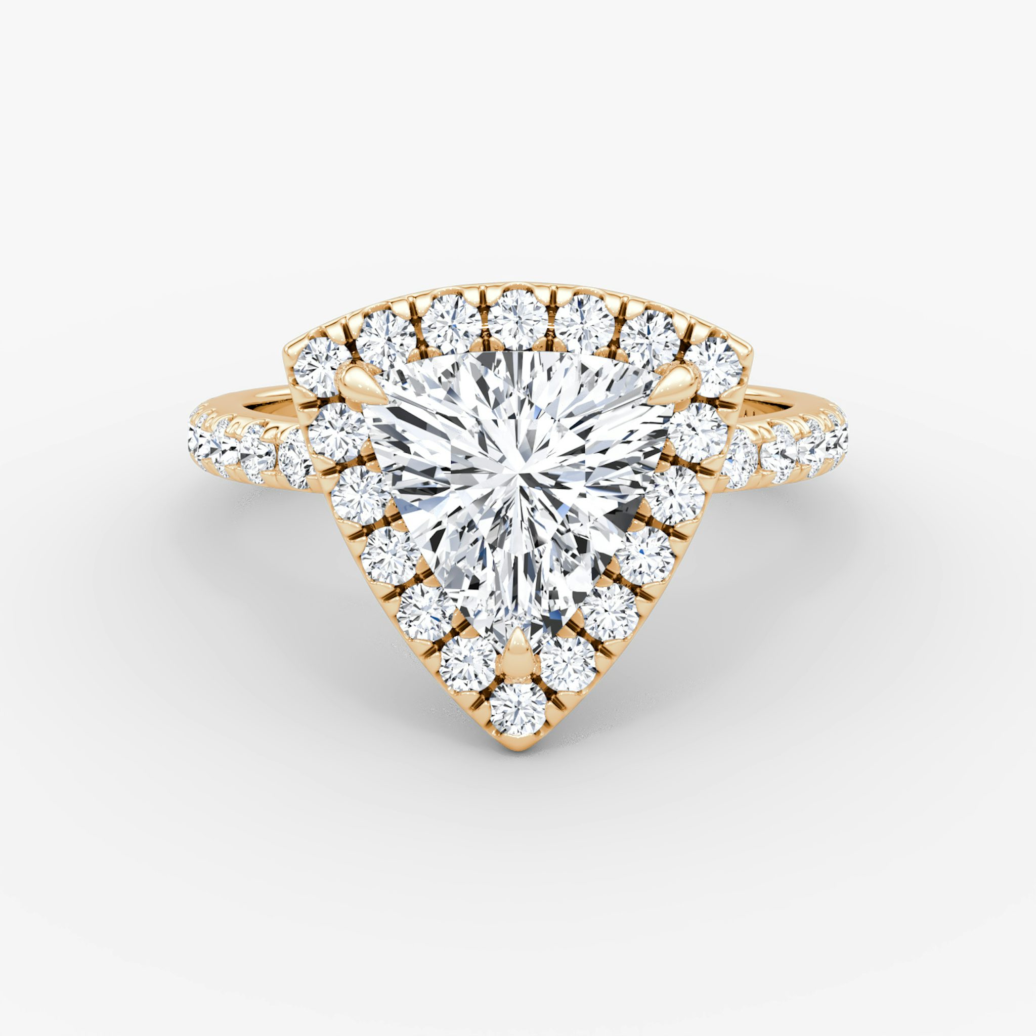Halo | Trillant | 14k | Roségold | bandAccent: Mit Pavé-Besatz | haloSize: large | diamondOrientation: vertical | caratWeight: other