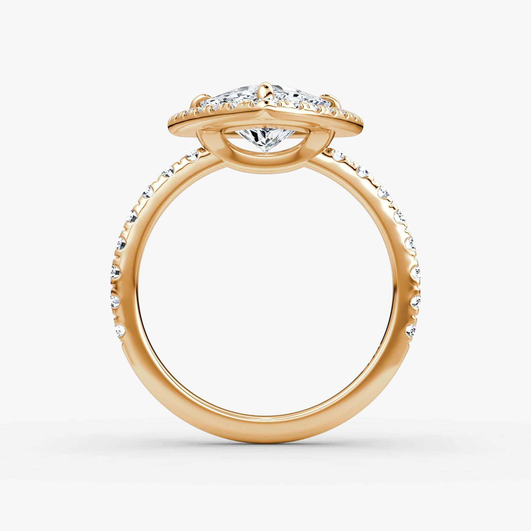 Halo | Trillant | 14k | Roségold | bandAccent: Mit Pavé-Besatz | haloSize: large | diamondOrientation: vertical | caratWeight: other