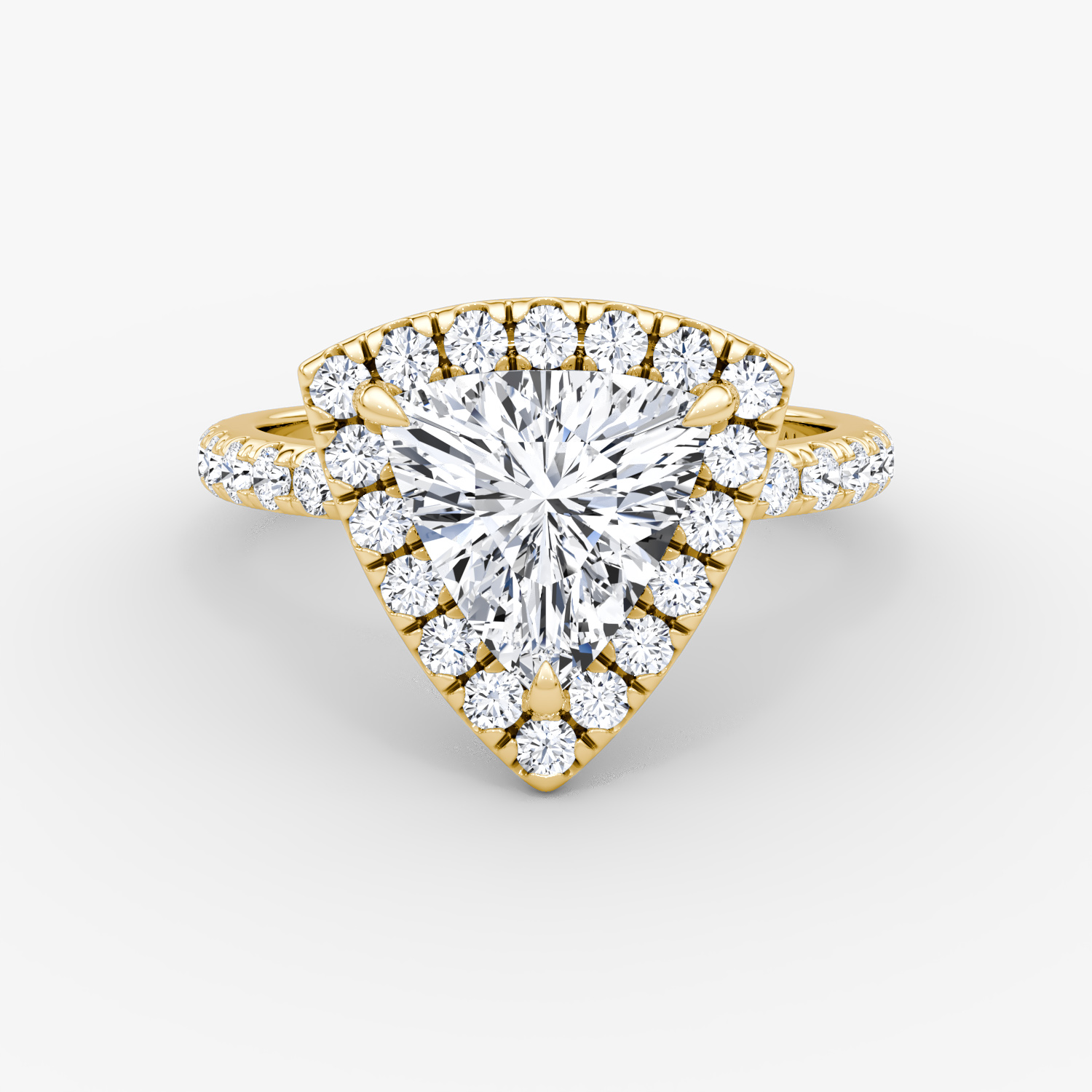 The Halo | Trillion | 18k | Yellow Gold | bandAccent: Pavé | haloSize: large | diamondOrientation: vertical | caratWeight: other