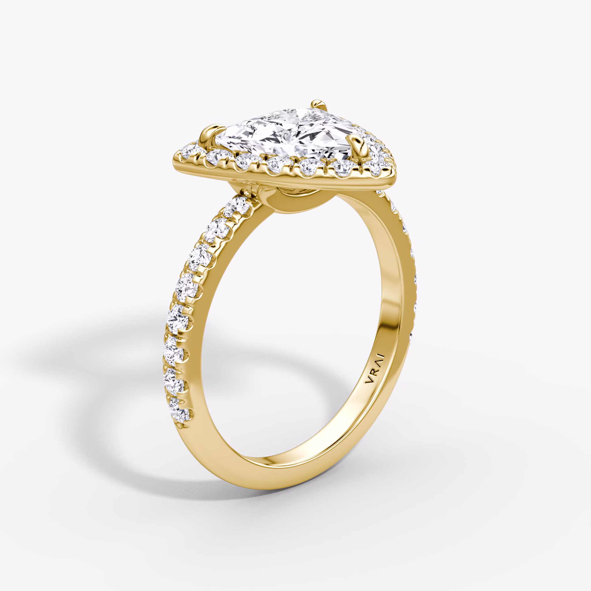 The Halo | Trillion | 18k | Yellow Gold | bandAccent: Pavé | haloSize: large | diamondOrientation: vertical | caratWeight: other