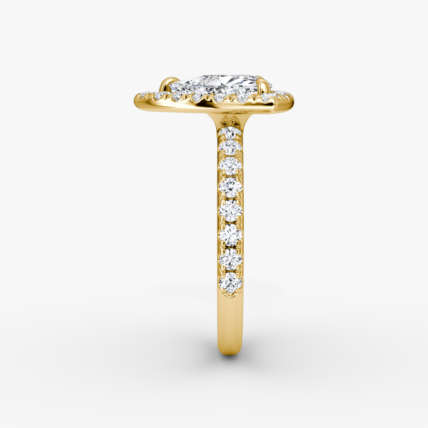 The Halo | Trillion | 18k | Yellow Gold | bandAccent: Pavé | haloSize: large | diamondOrientation: vertical | caratWeight: other