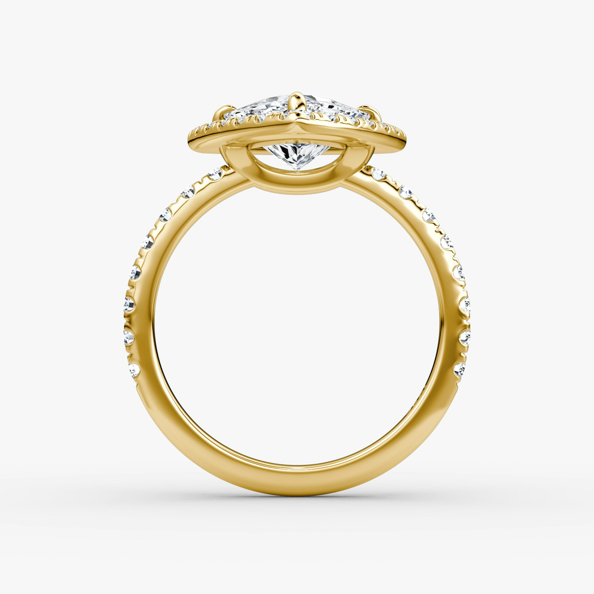 The Halo | Trillion | 18k | Yellow Gold | bandAccent: Pavé | haloSize: large | diamondOrientation: vertical | caratWeight: other