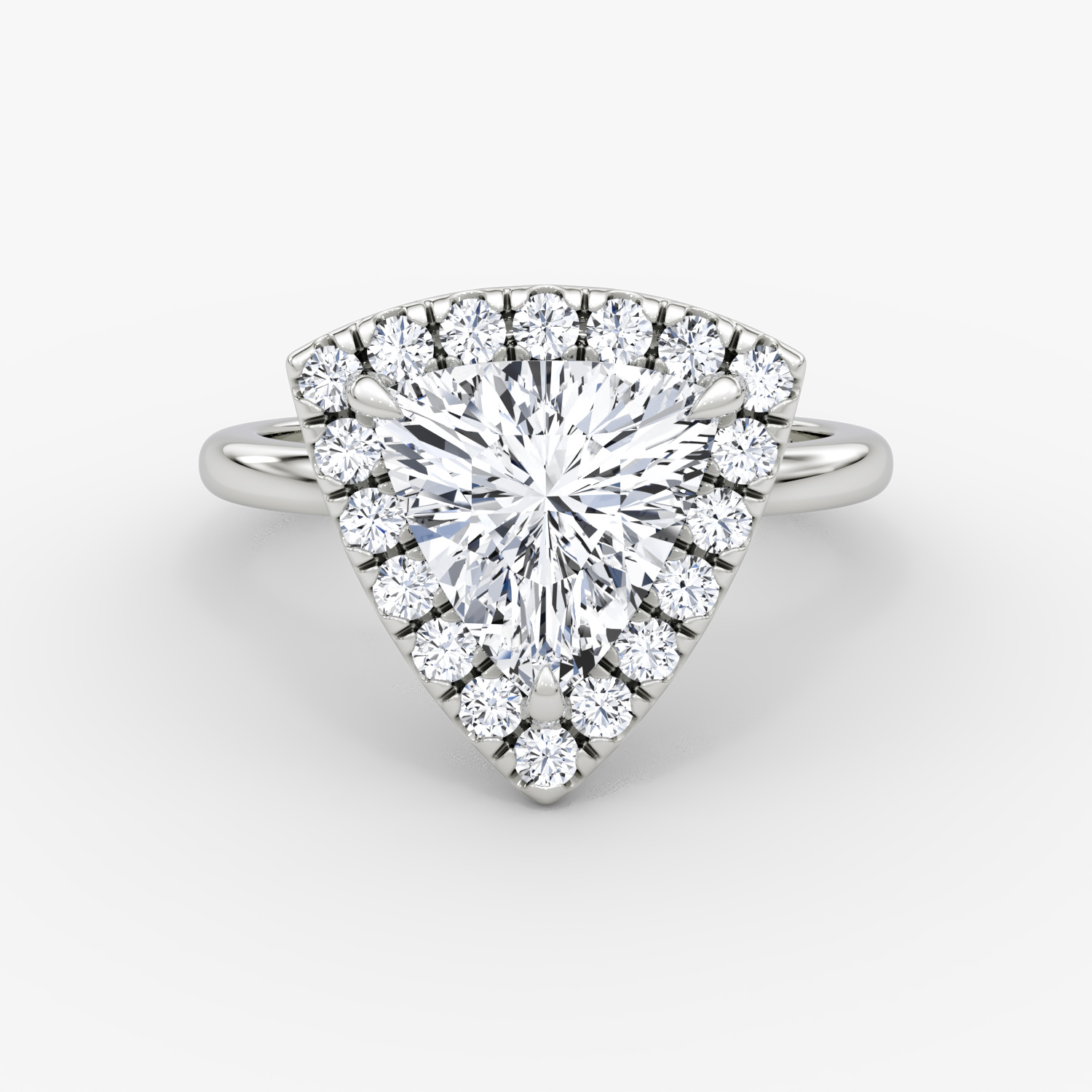 The Halo | Trillion | 18k | White Gold | bandAccent: Plain | haloSize: large | diamondOrientation: vertical | caratWeight: other