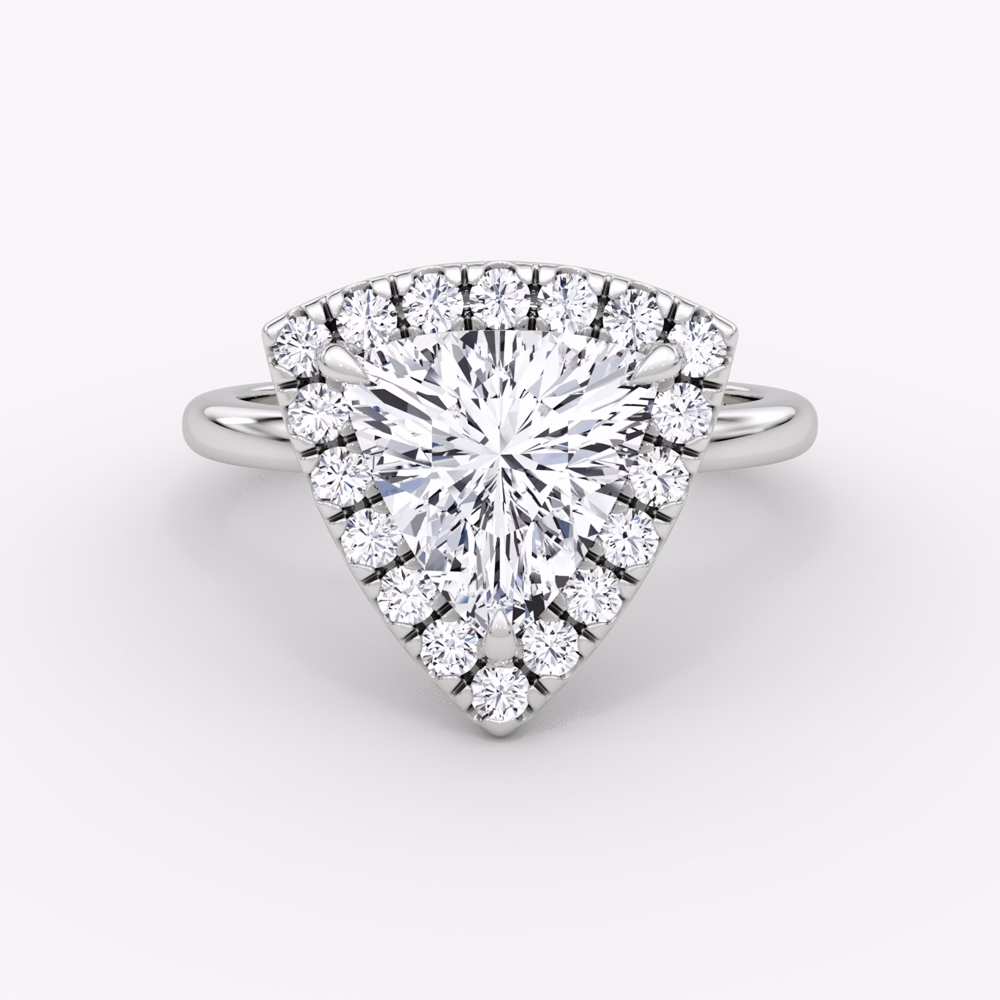 The Halo | Trillion | 18k | White Gold | bandAccent: Plain | haloSize: large | diamondOrientation: vertical | caratWeight: other