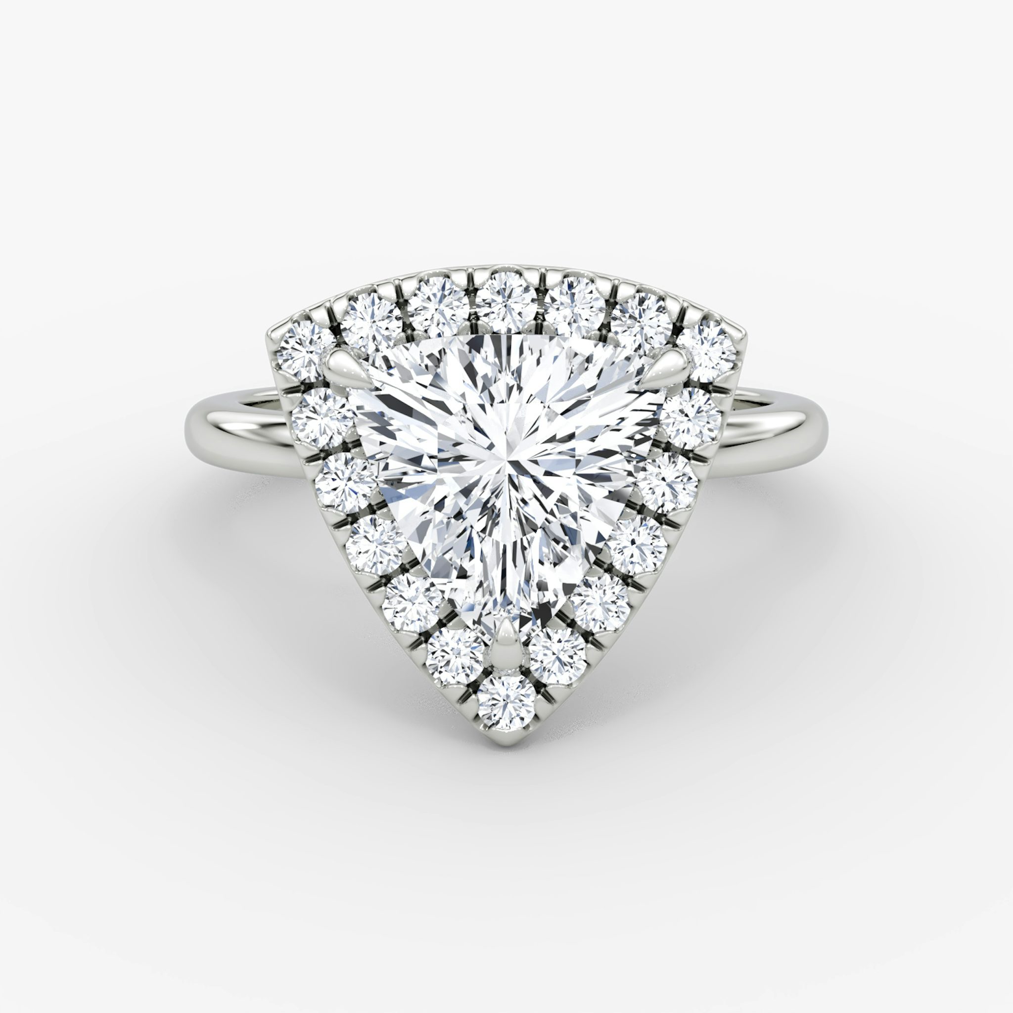 The Halo | Trillion | 18k | White Gold | bandAccent: Plain | haloSize: large | diamondOrientation: vertical | caratWeight: other