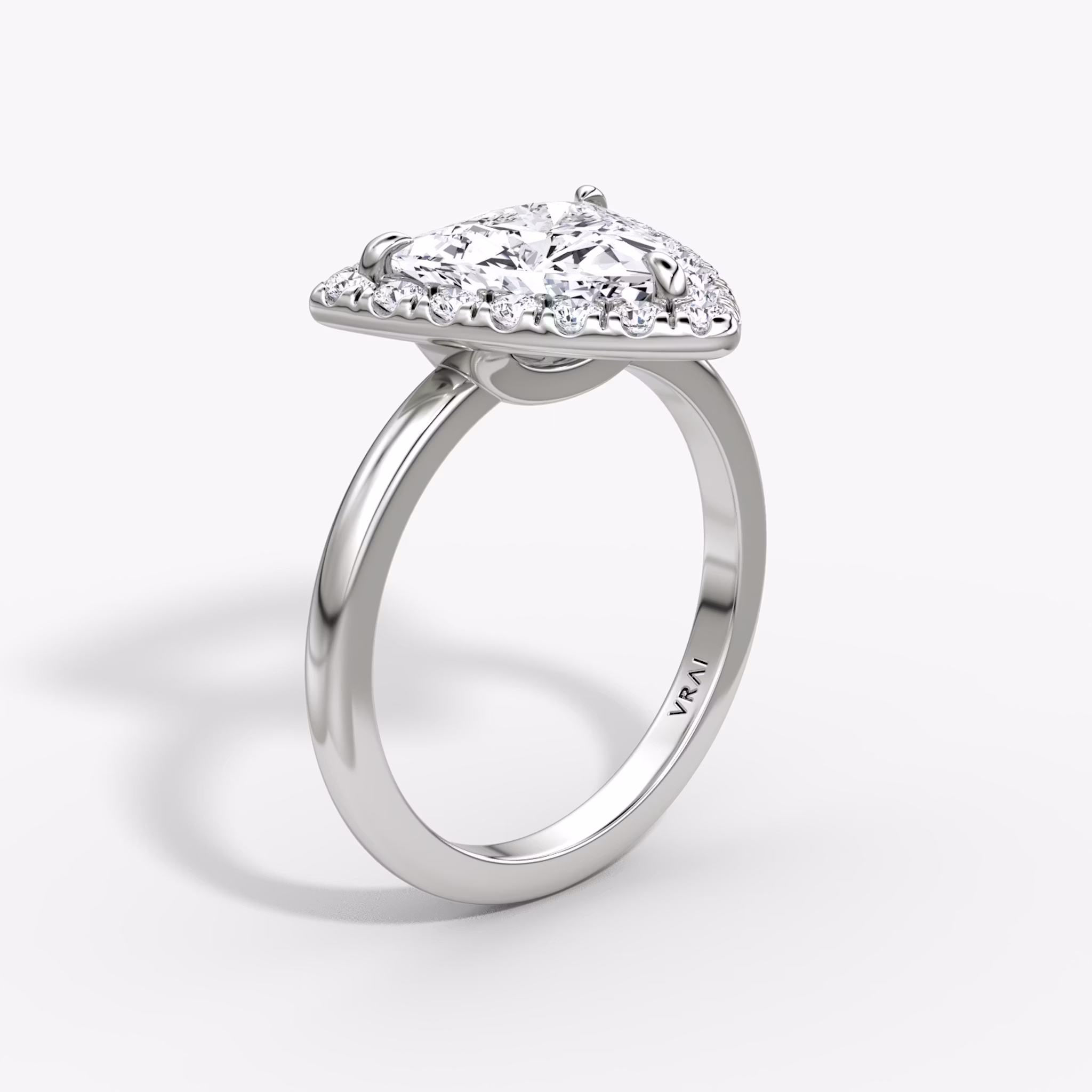 The Halo | Trillion | 18k | White Gold | bandAccent: Plain | haloSize: large | diamondOrientation: vertical | caratWeight: other