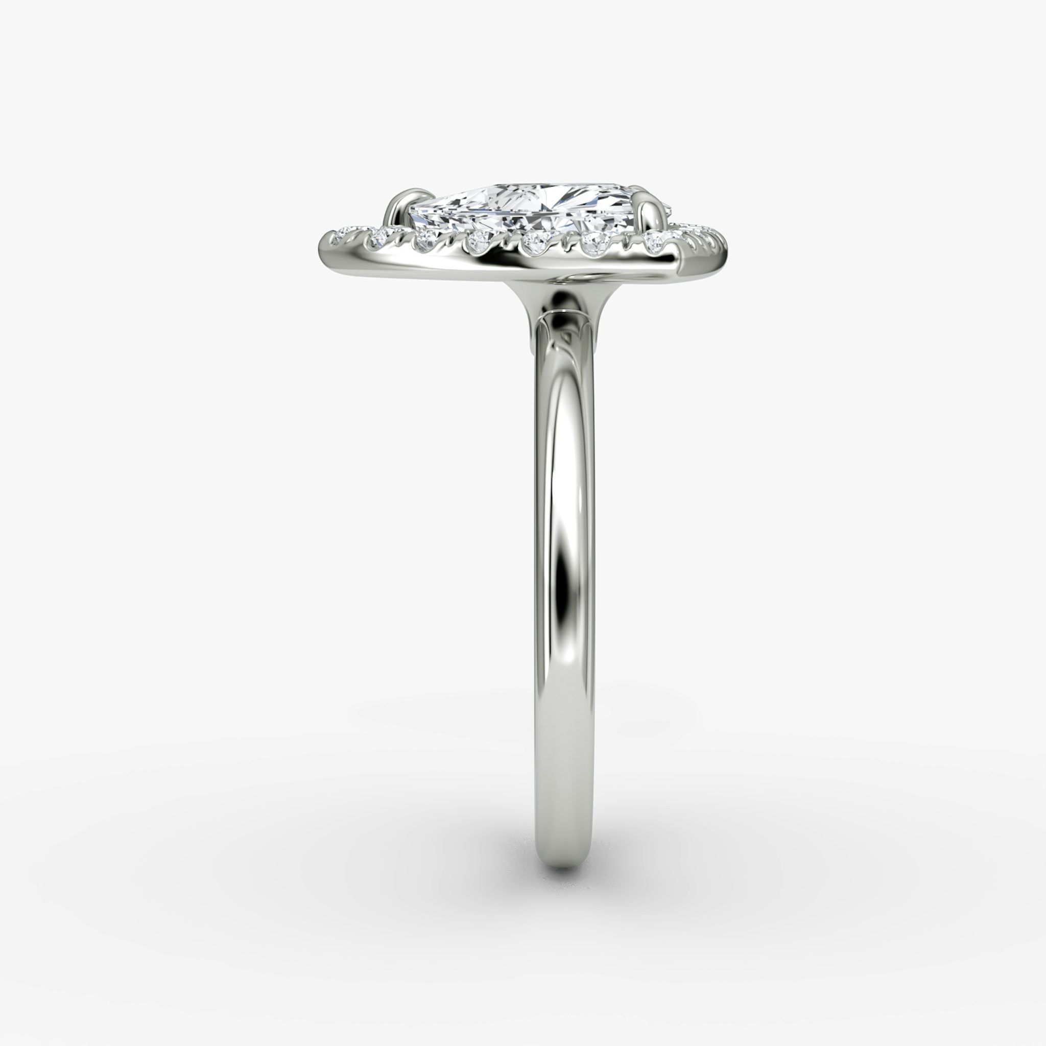 The Halo | Trillion | 18k | White Gold | bandAccent: Plain | haloSize: large | diamondOrientation: vertical | caratWeight: other