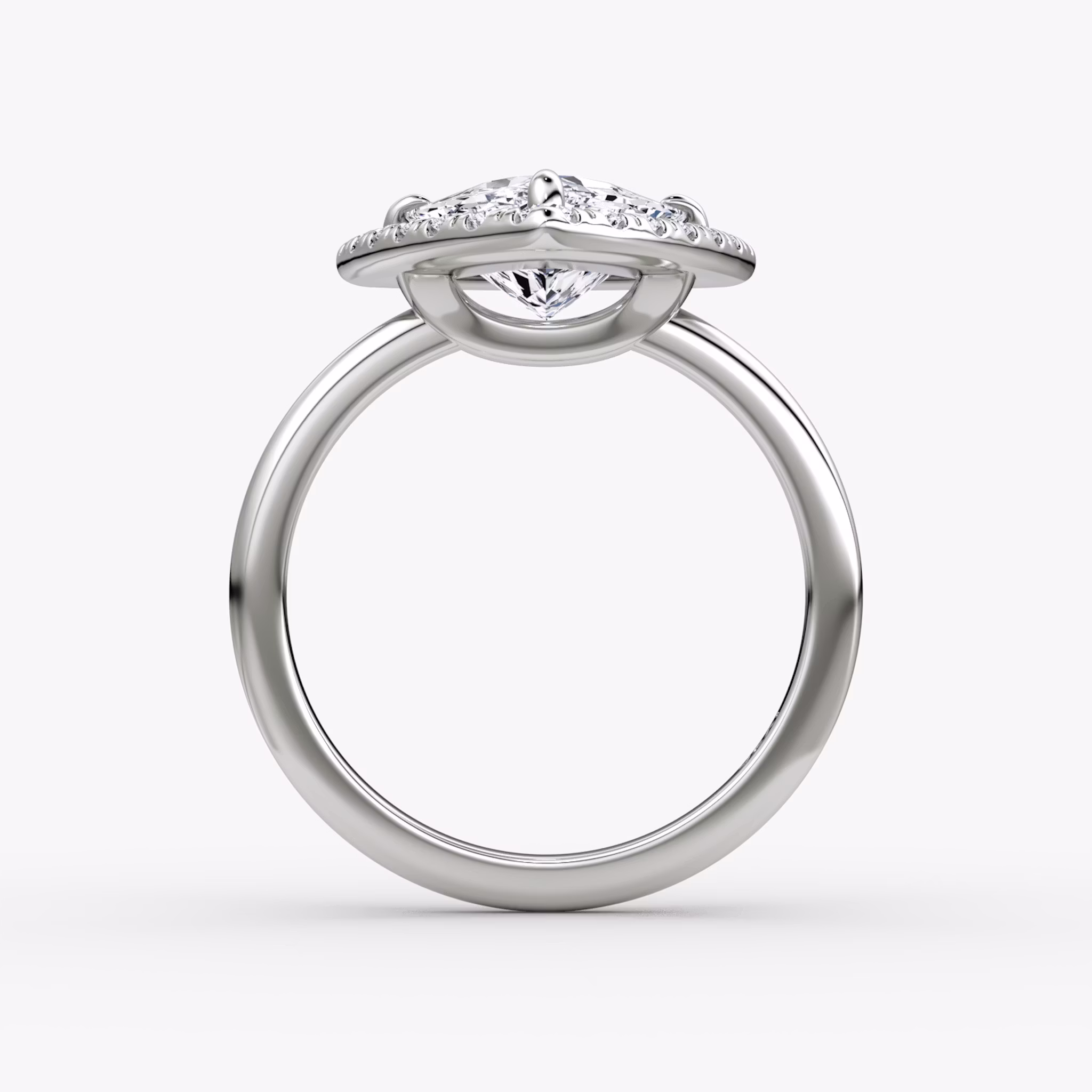 The Halo | Trillion | 18k | White Gold | bandAccent: Plain | haloSize: large | diamondOrientation: vertical | caratWeight: other