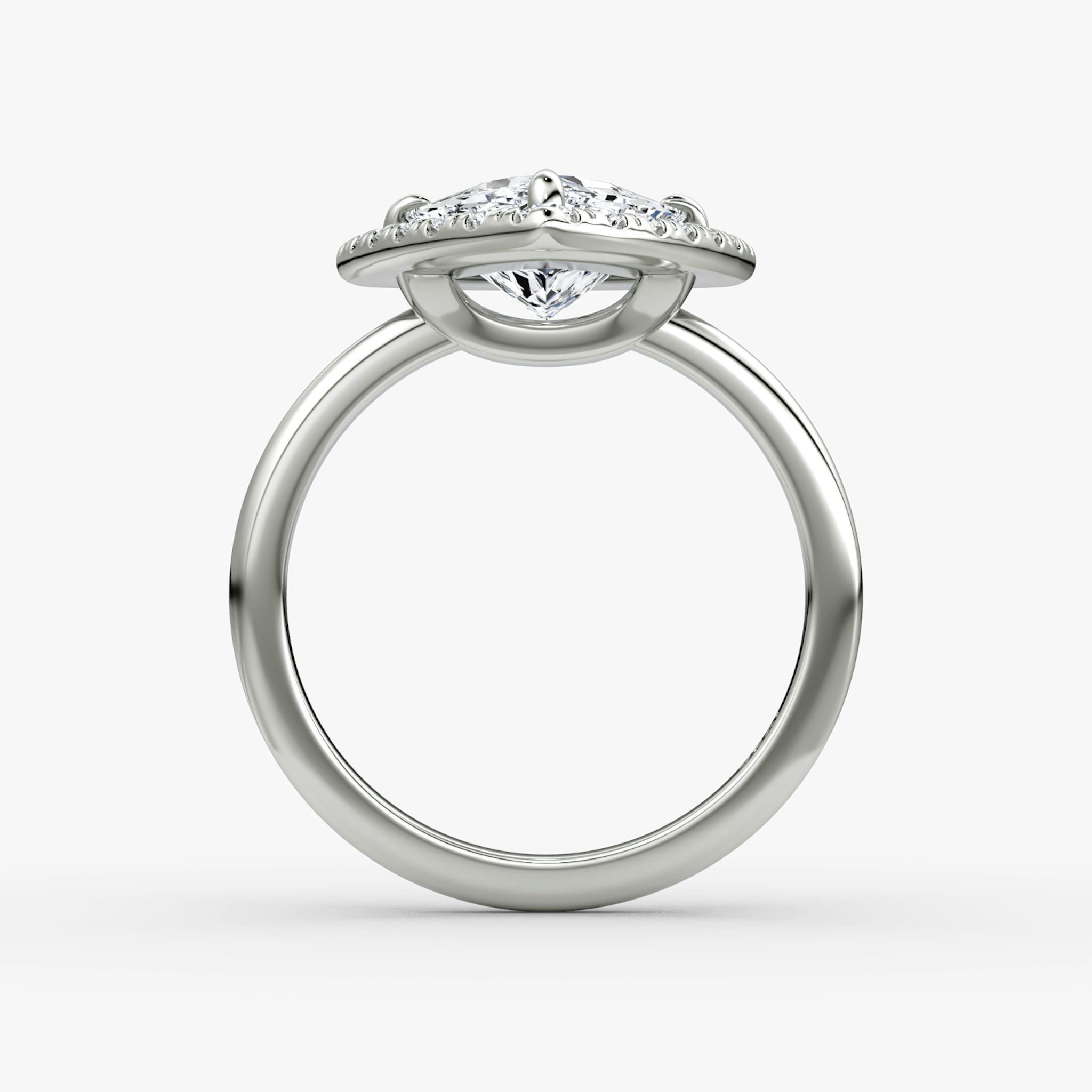 The Halo | Trillion | 18k | White Gold | bandAccent: Plain | haloSize: large | diamondOrientation: vertical | caratWeight: other