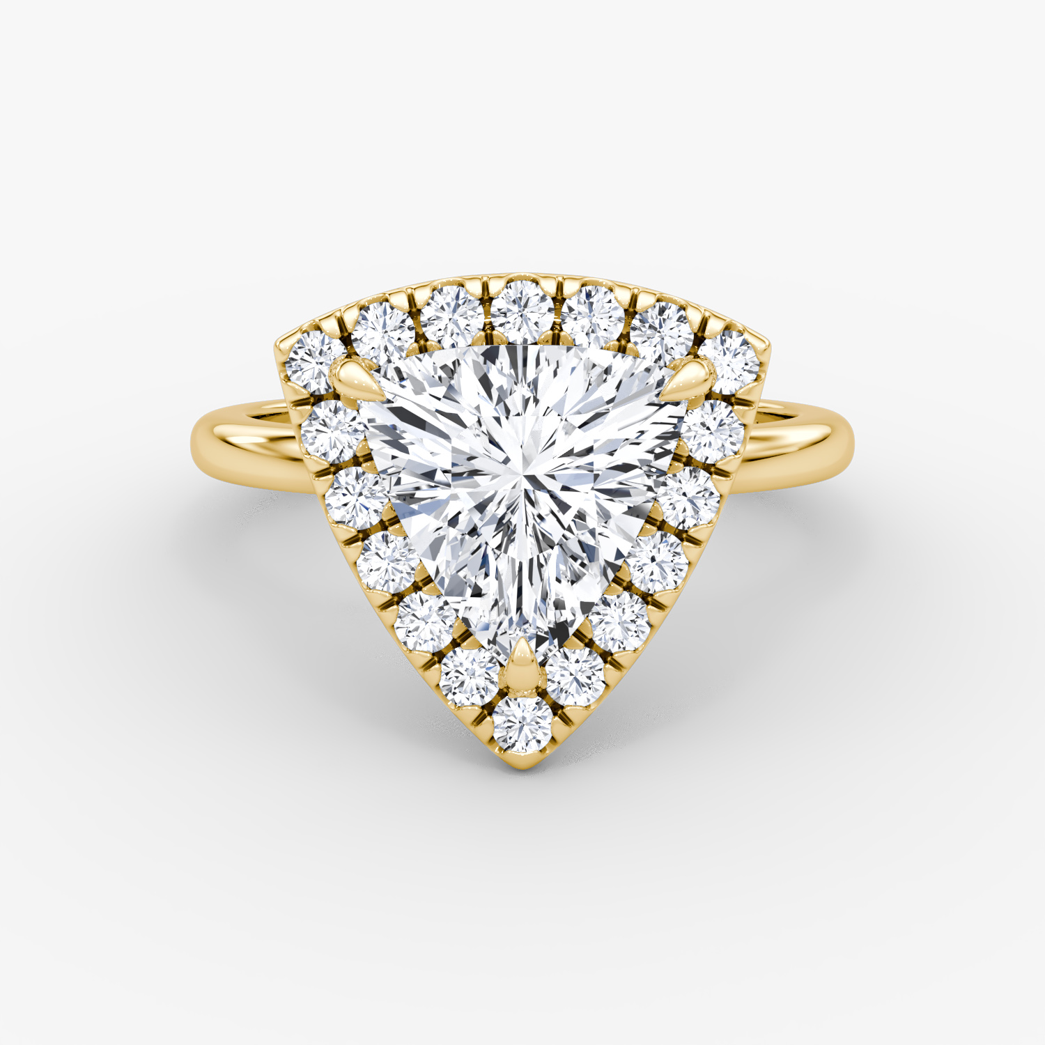 The Halo | Trillion | 18k | Yellow Gold | bandAccent: Plain | haloSize: large | diamondOrientation: vertical | caratWeight: other