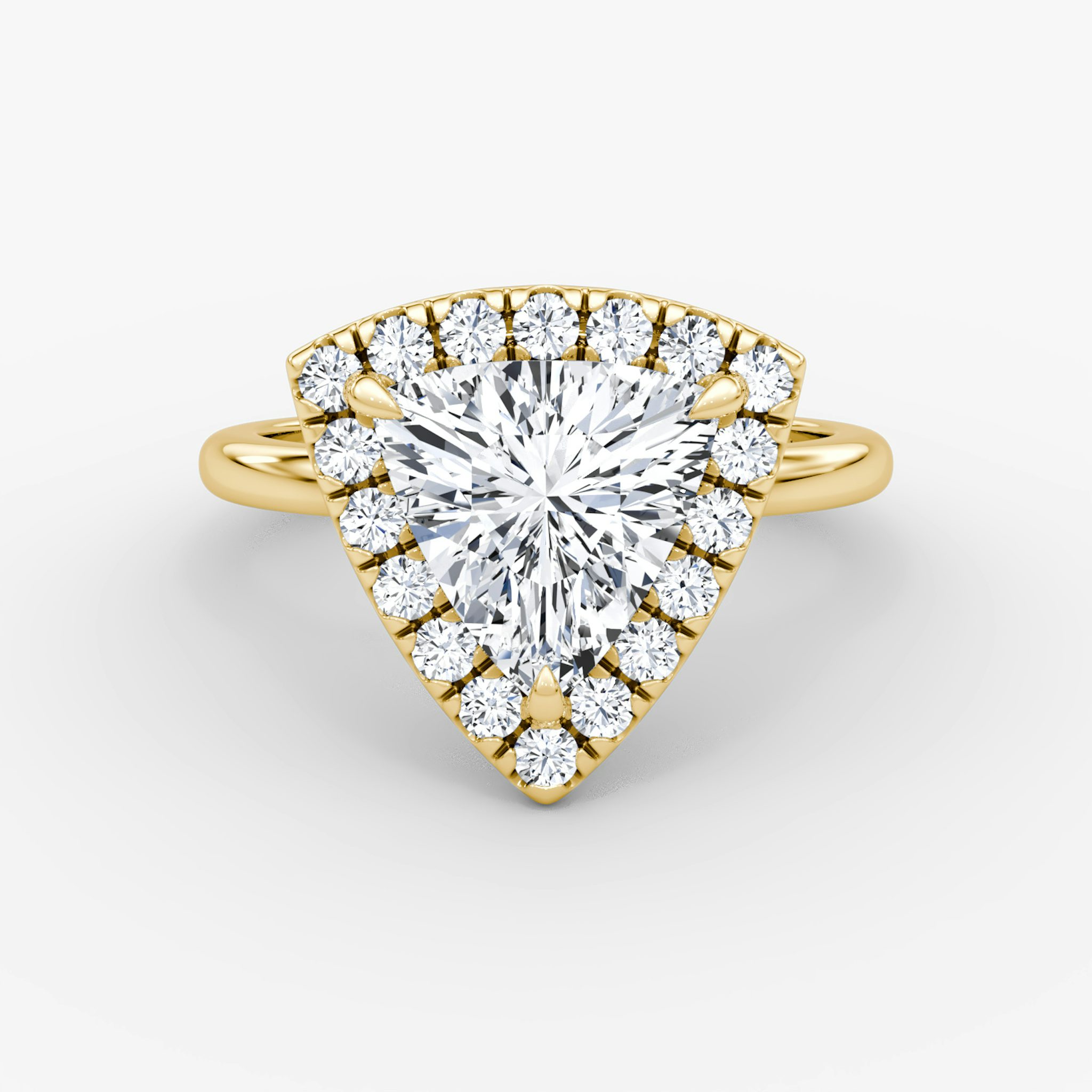 The Halo | Trillion | 18k | Yellow Gold | bandAccent: Plain | haloSize: large | diamondOrientation: vertical | caratWeight: other