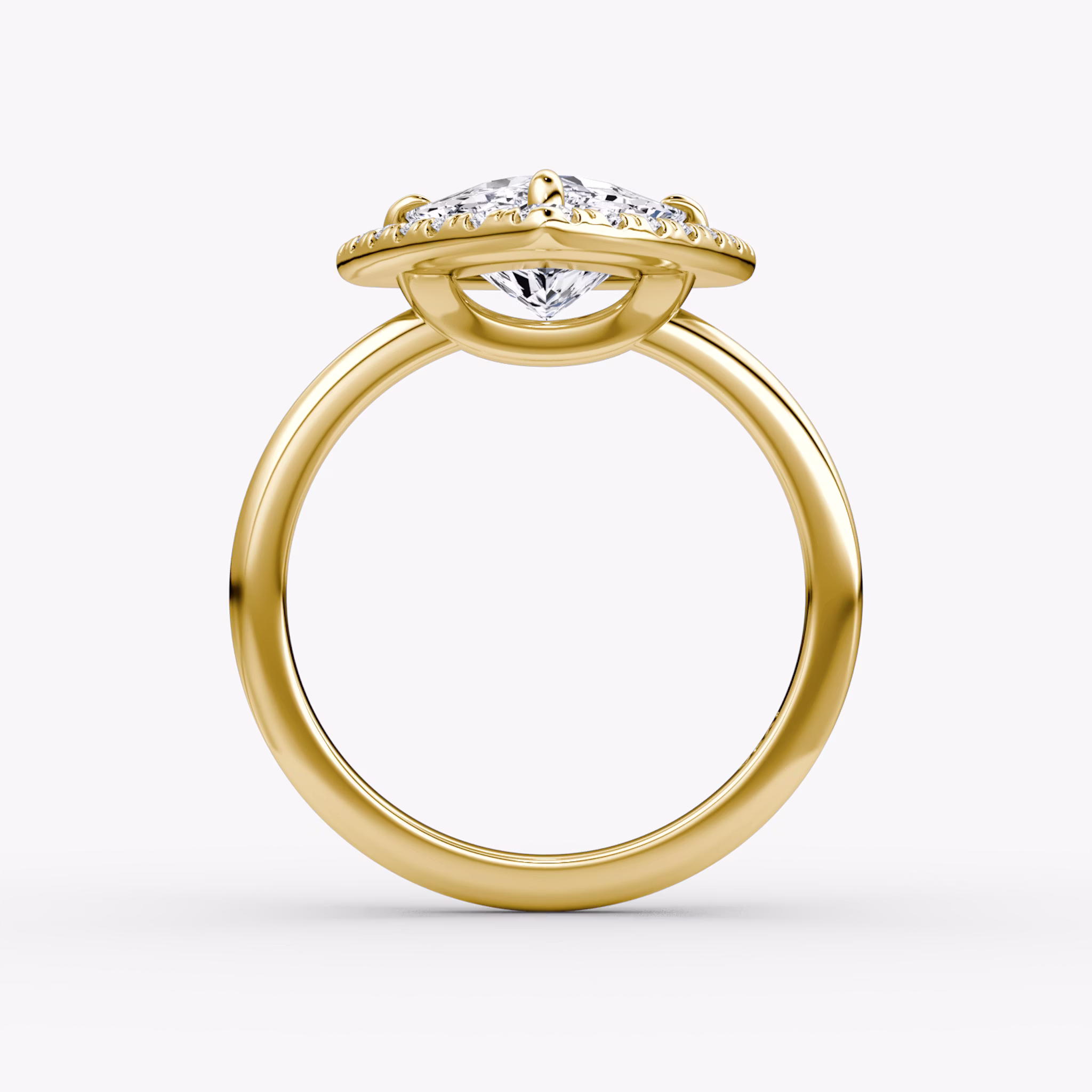 The Halo | Trillion | 18k | Yellow Gold | bandAccent: Plain | haloSize: large | diamondOrientation: vertical | caratWeight: other