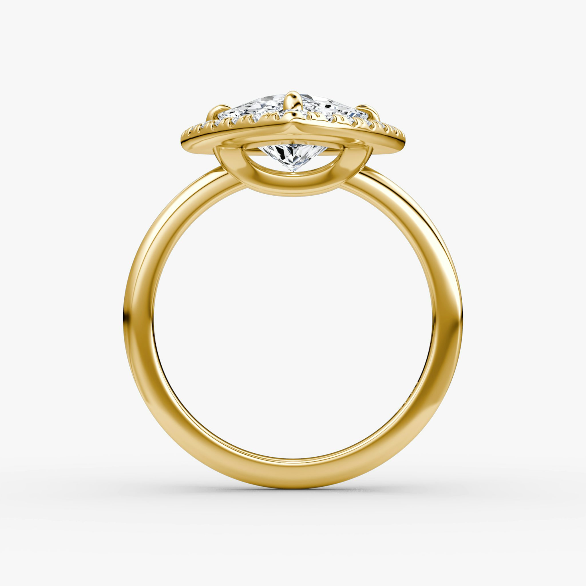 The Halo | Trillion | 18k | Yellow Gold | bandAccent: Plain | haloSize: large | diamondOrientation: vertical | caratWeight: other