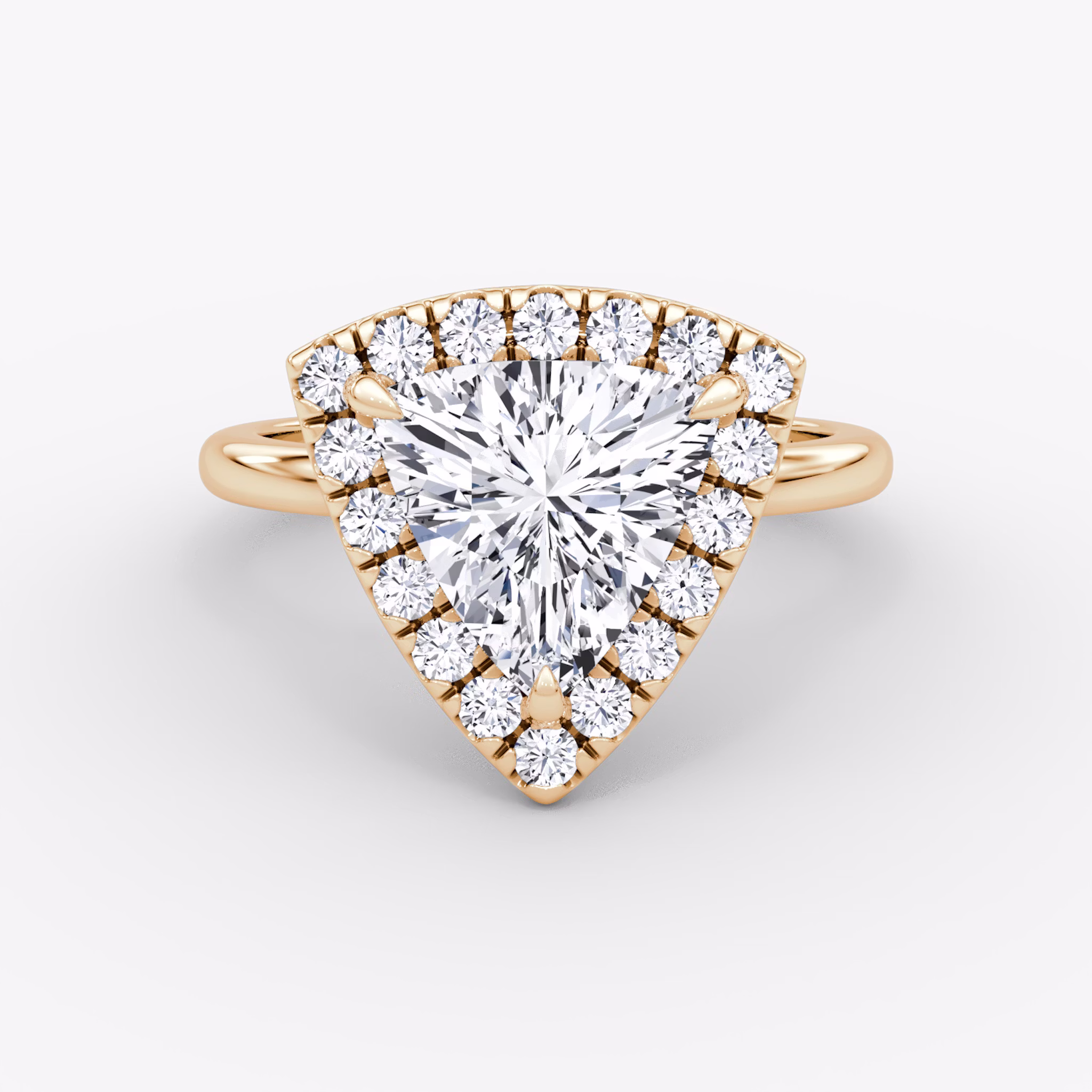 The Halo | Trillion | 14k | Rose Gold | bandAccent: Plain | haloSize: large | diamondOrientation: vertical | caratWeight: other