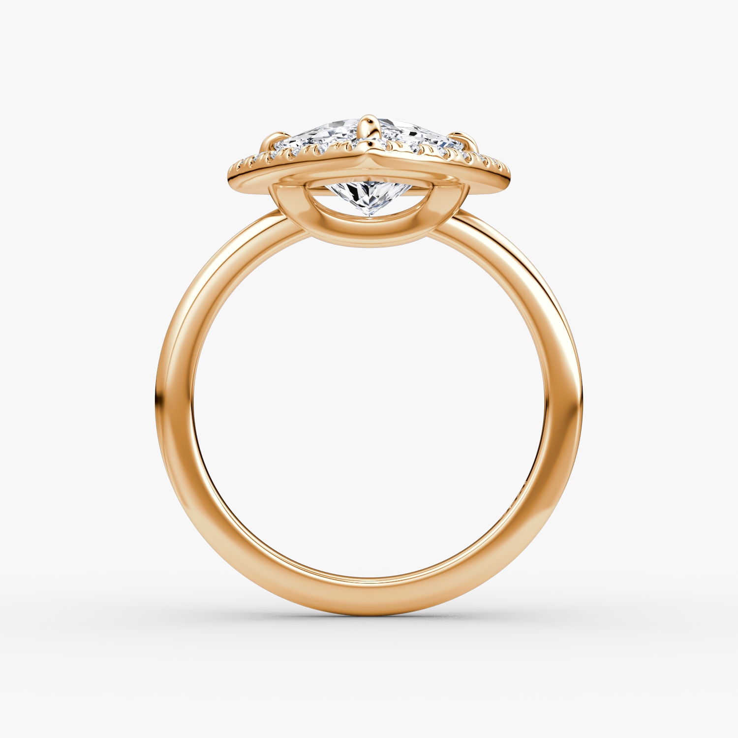 The Halo | Trillion | 14k | Rose Gold | bandAccent: Plain | haloSize: large | diamondOrientation: vertical | caratWeight: other