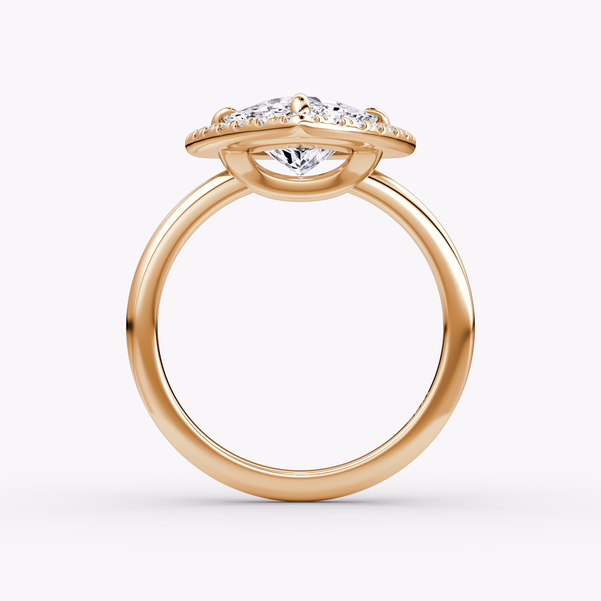 The Halo | Trillion | 14k | Rose Gold | bandAccent: Plain | haloSize: large | diamondOrientation: vertical | caratWeight: other