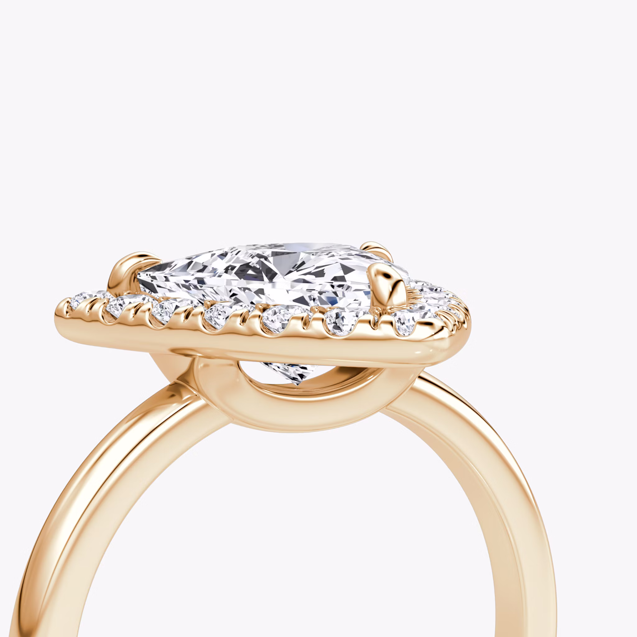 The Halo | Trillion | 14k | Rose Gold | bandAccent: Plain | haloSize: large | diamondOrientation: vertical | caratWeight: other