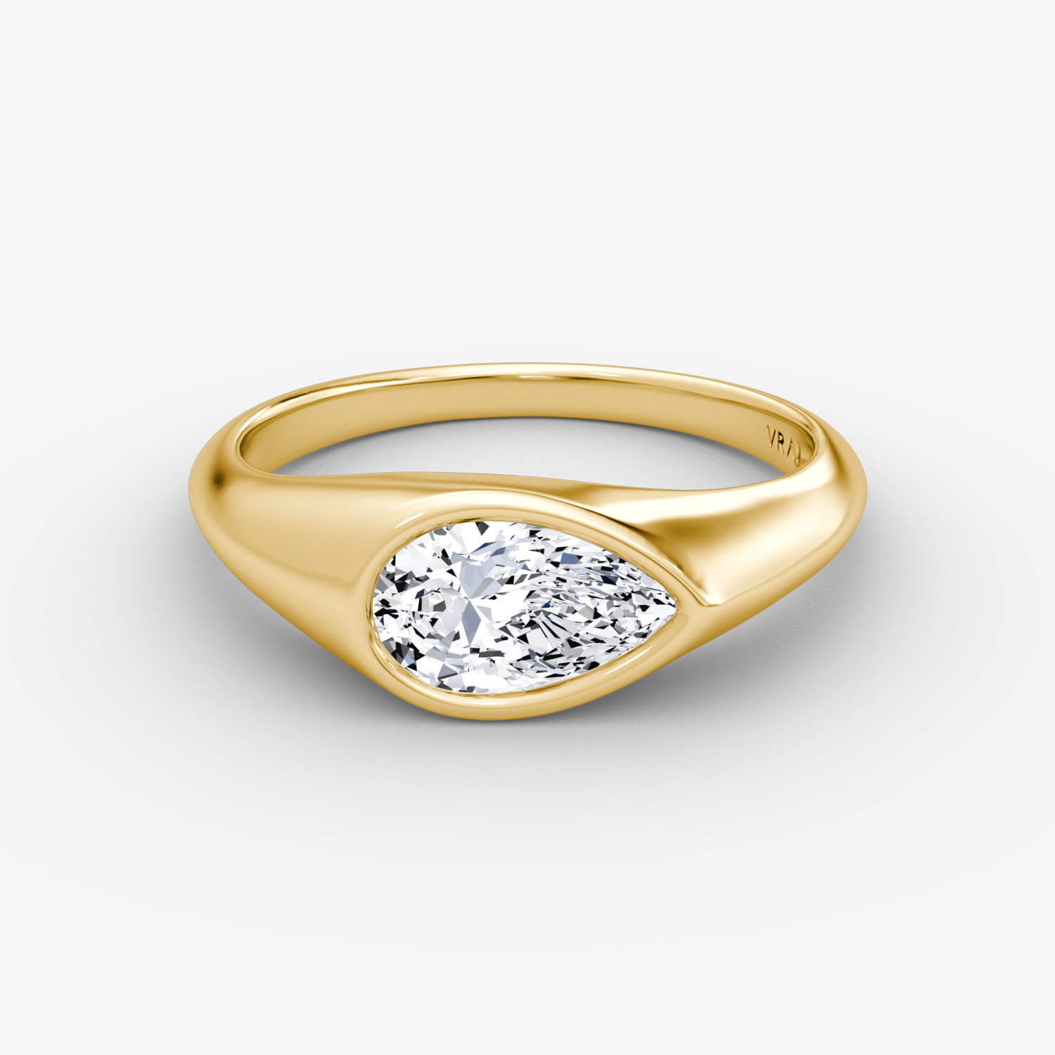 East-West Signet Ring Pear | Yellow Gold