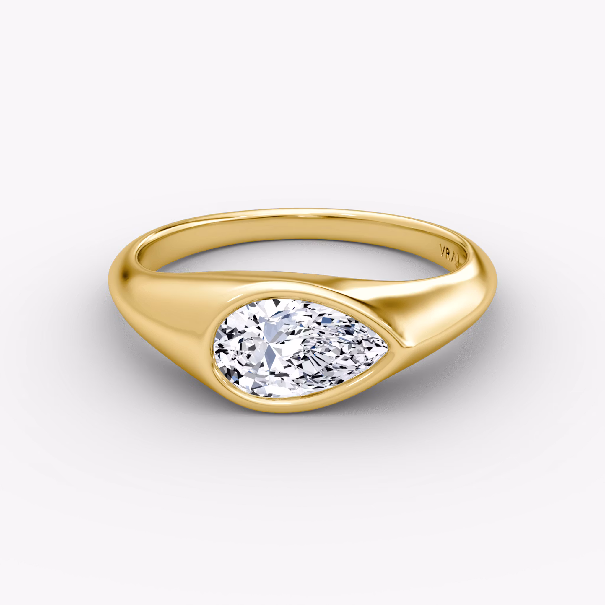 East-West Signet Ring Pear | Yellow Gold