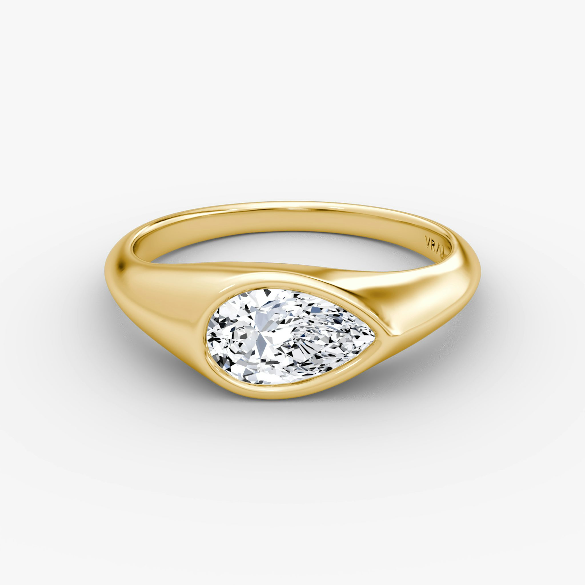 East-West Signet Ring | Pear | 14k | Yellow Gold