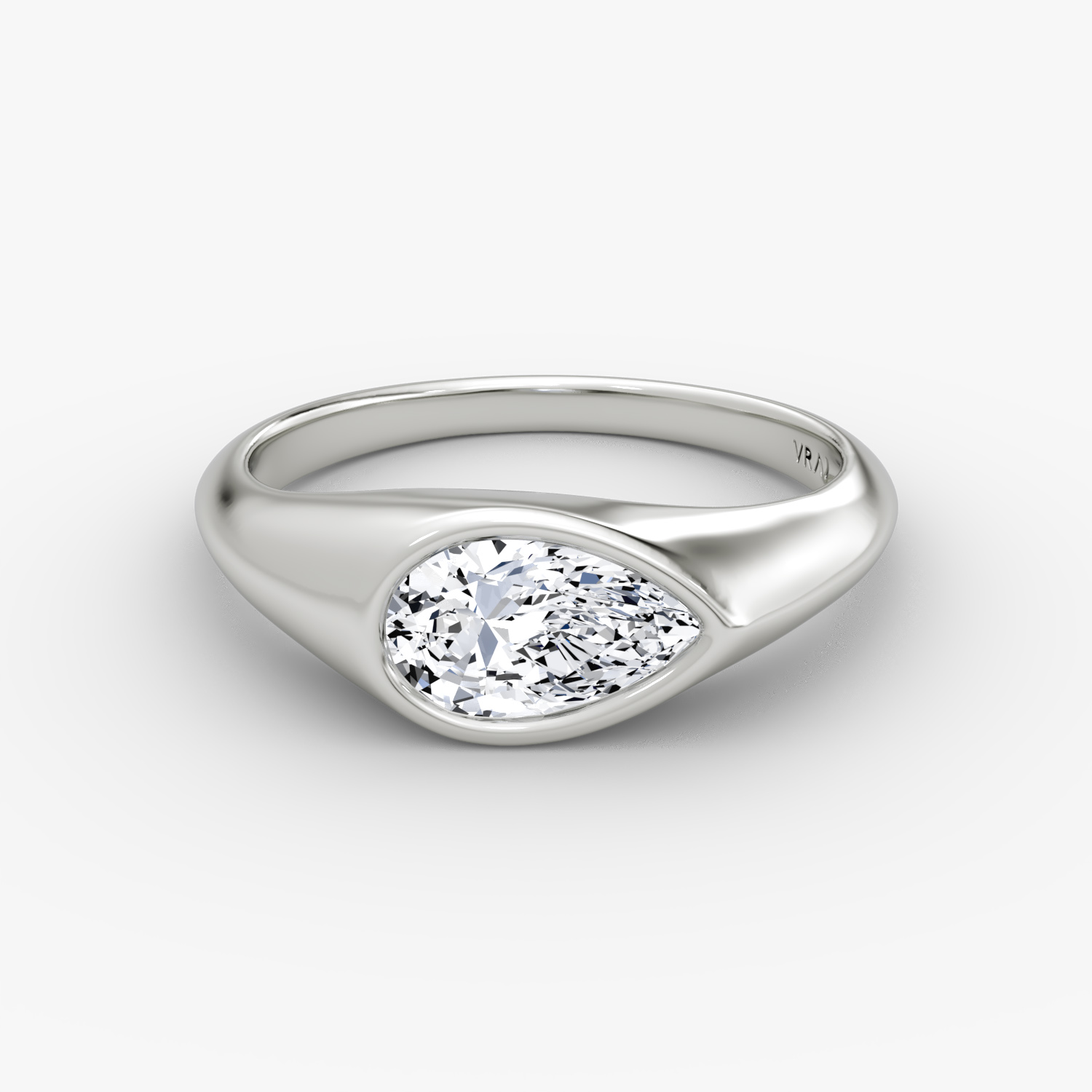 East-West Signet Ring | Pear | 14k | White Gold