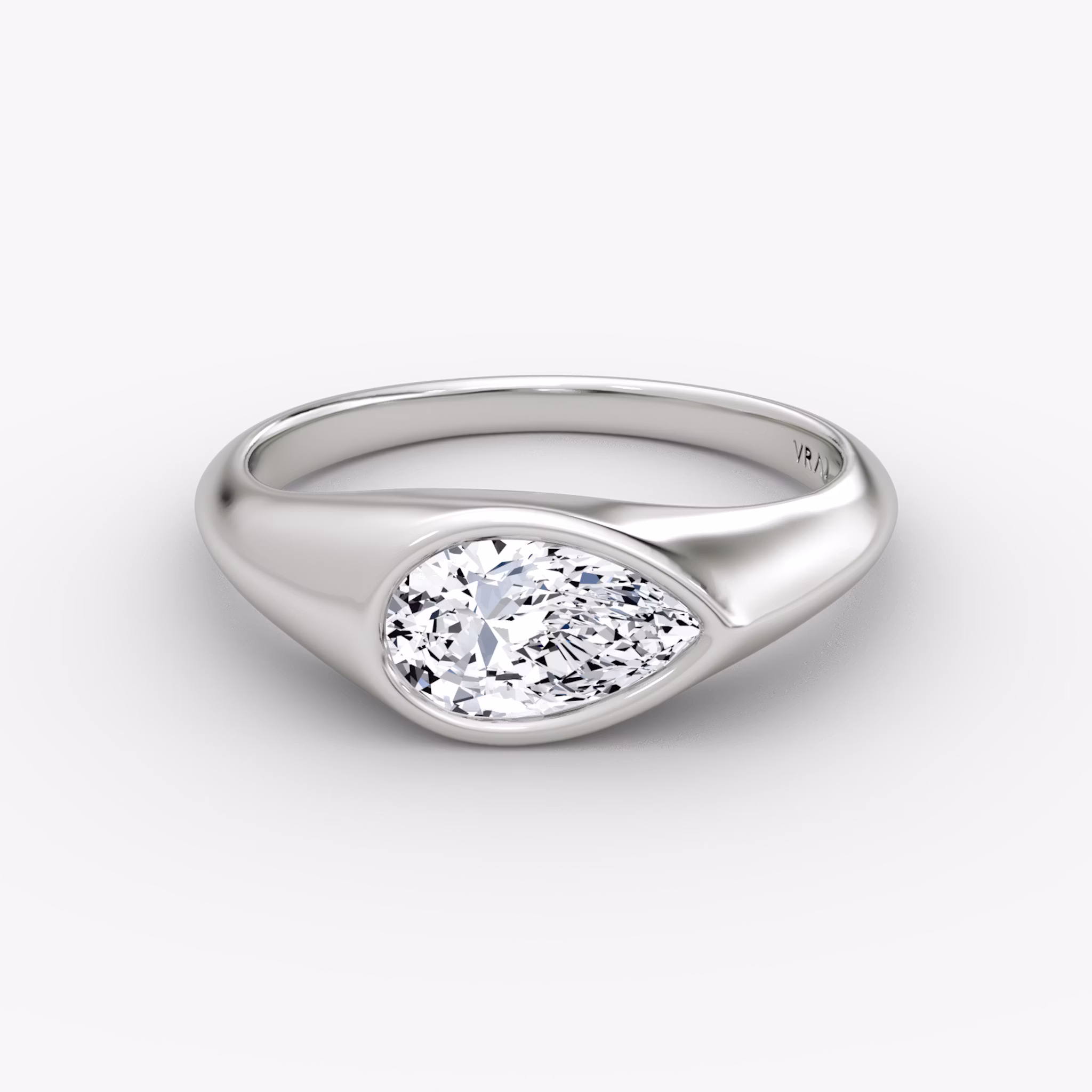 East-West Signet Ring | Pear | 14k | White Gold