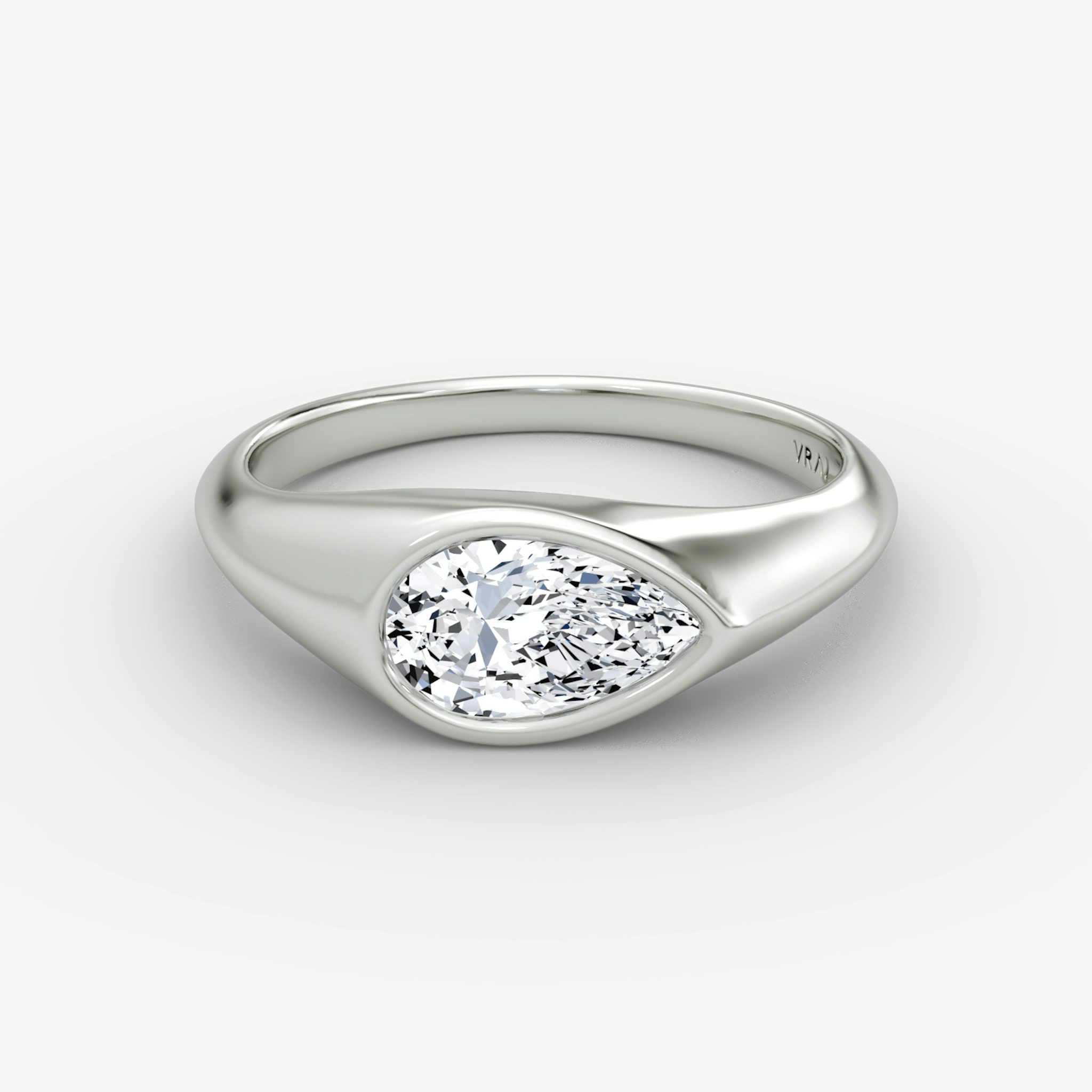 East-West Signet Ring | Pear | 14k | White Gold