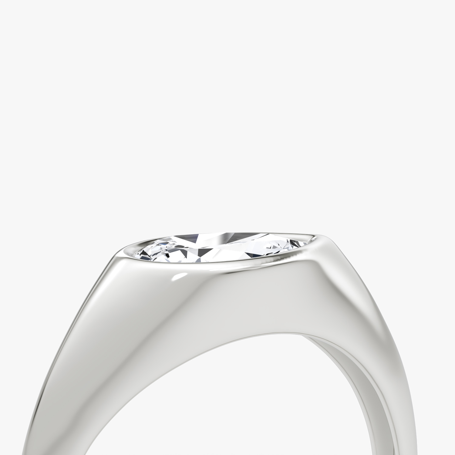 East-West Signet Ring | Pear | 14k | White Gold