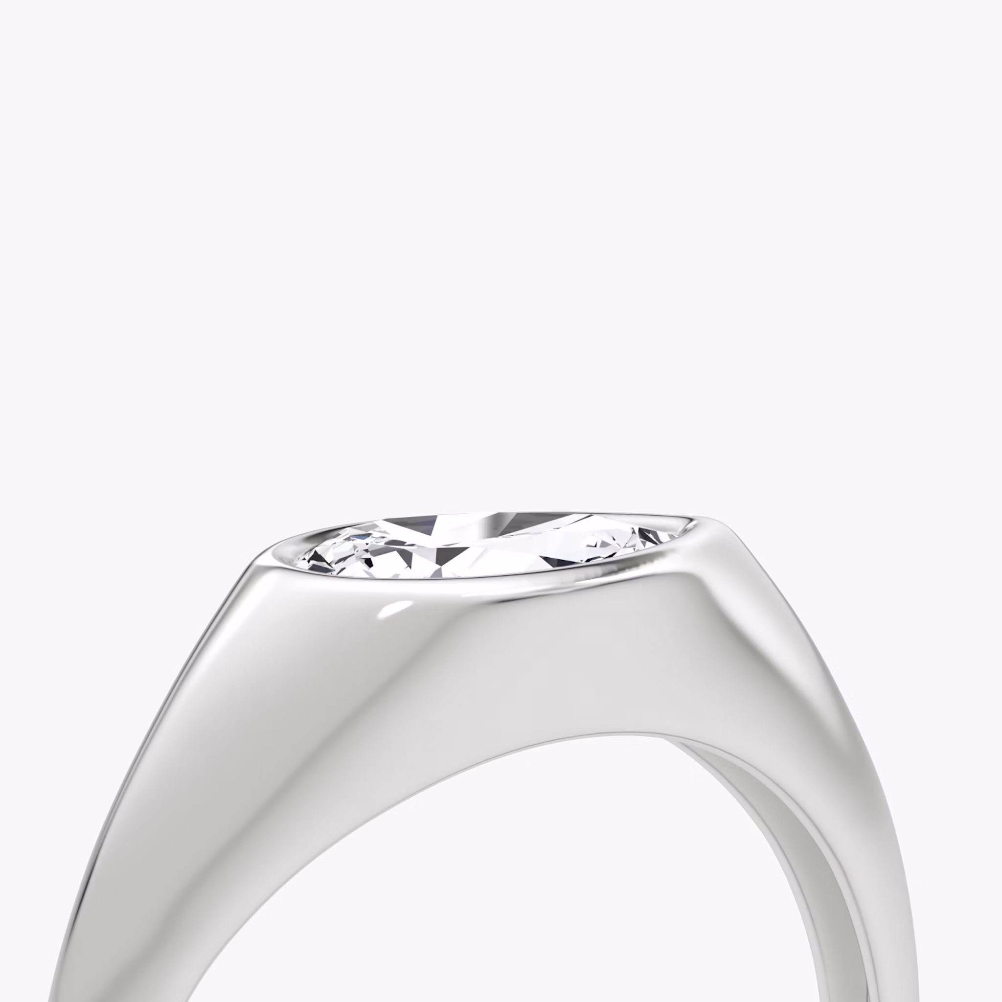East-West Signet Ring | Pear | 14k | White Gold