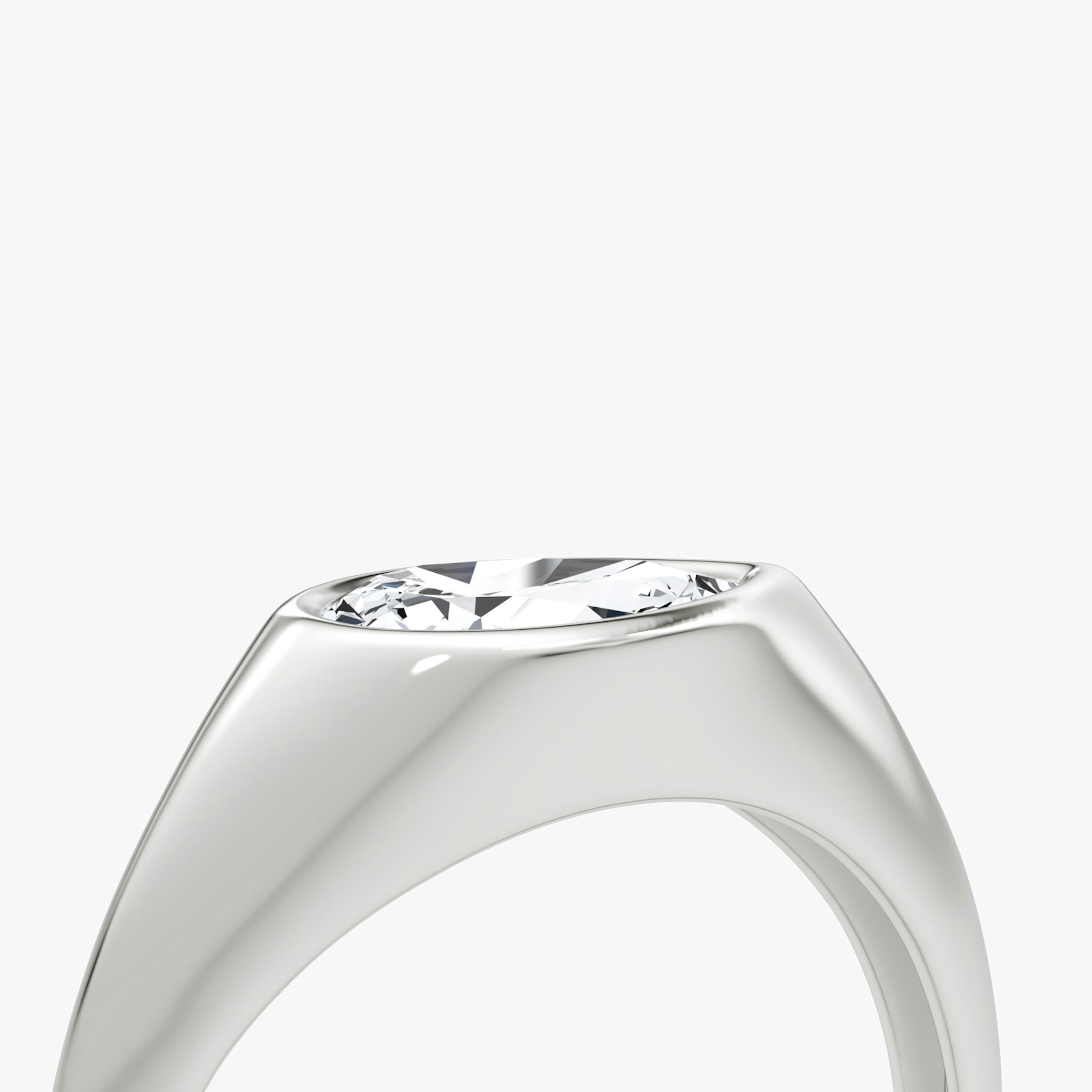 East-West Signet Ring | Pear | 14k | White Gold