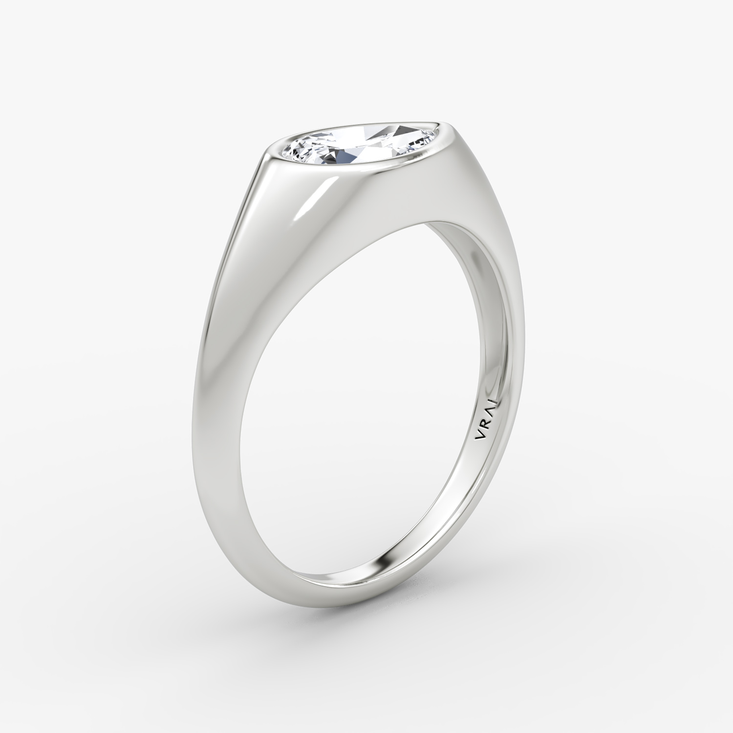 East-West Signet Ring | Pear | 14k | White Gold