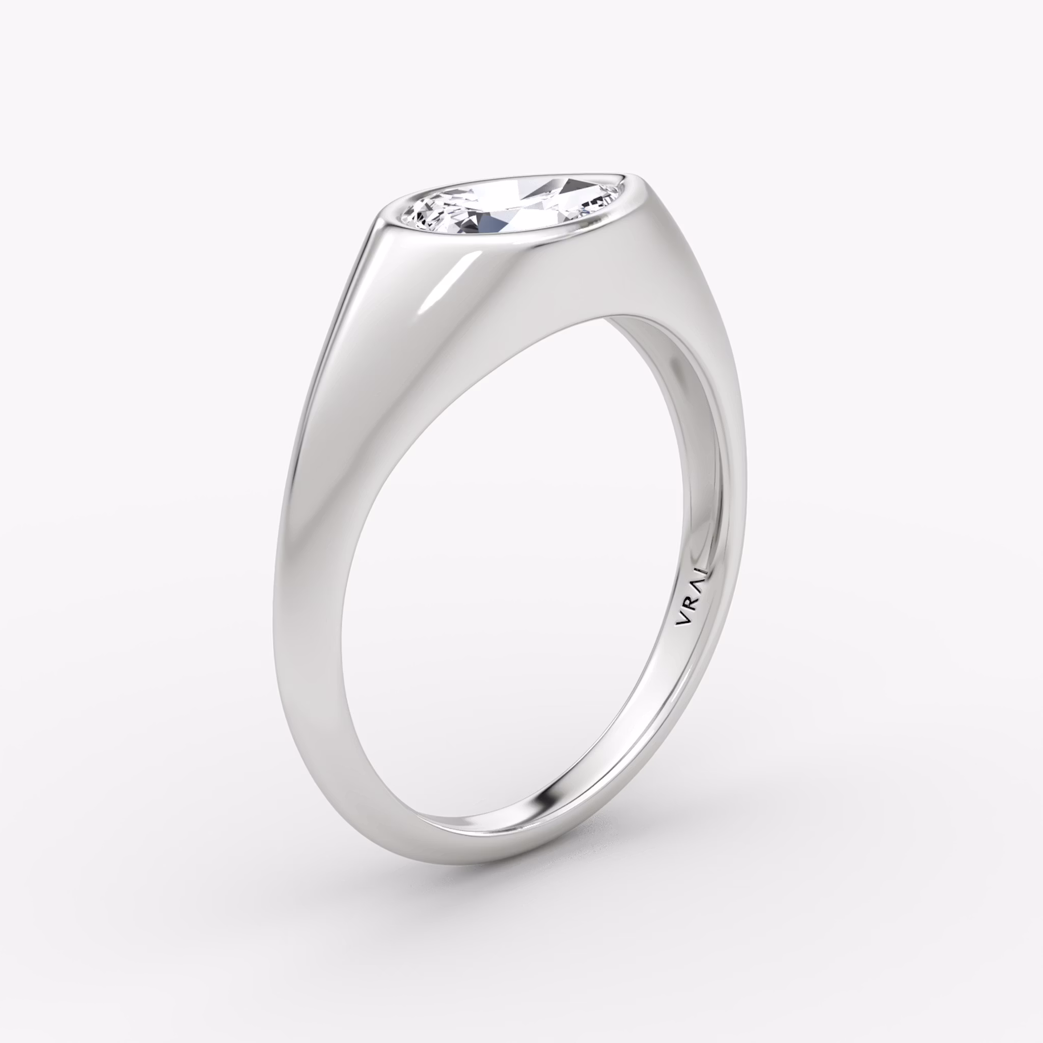 East-West Signet Ring | Pear | 14k | White Gold