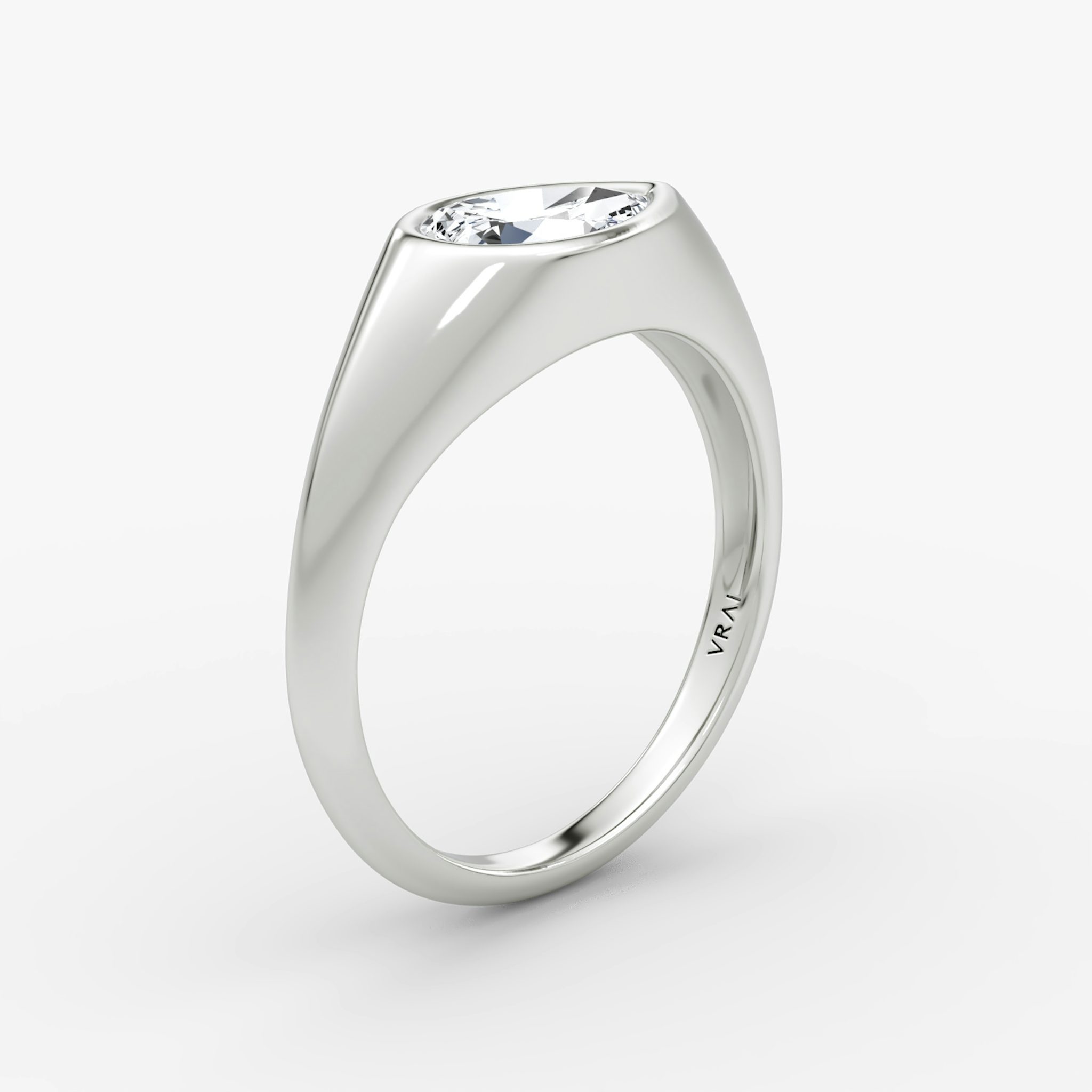East-West Signet Ring | Pear | 14k | White Gold