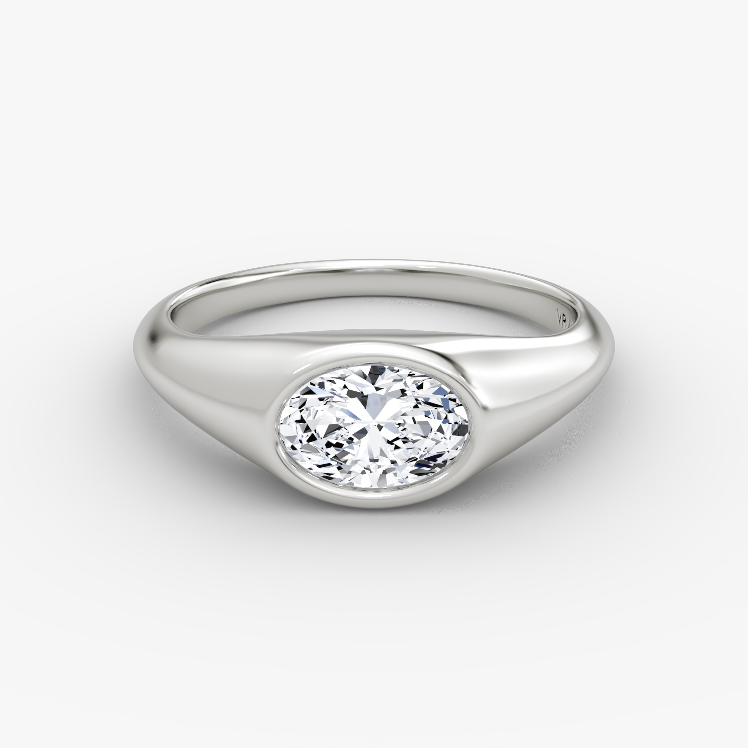 East-West Signet Ring | Oval | 14k | White Gold