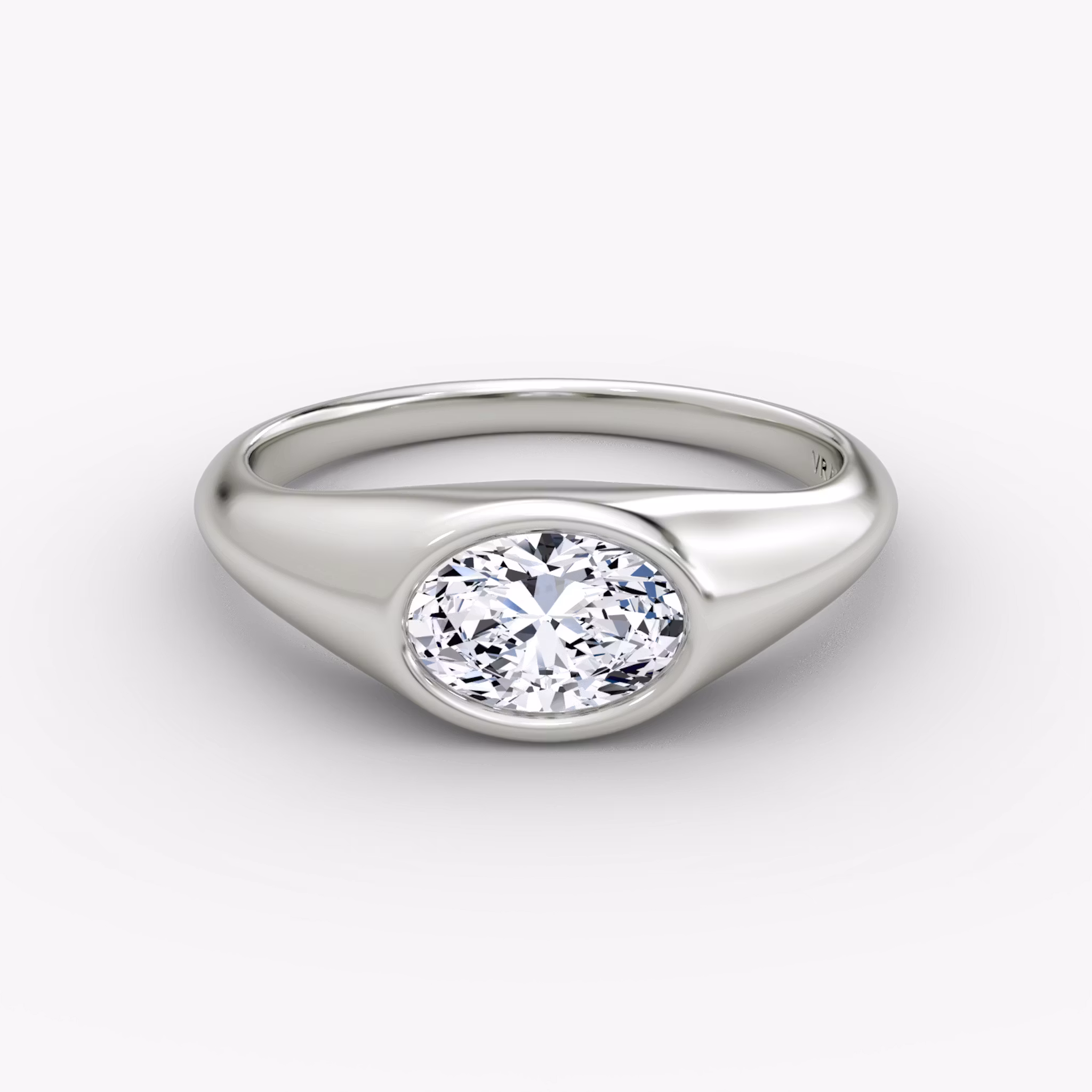 East-West Signet Ring Oval | White Gold