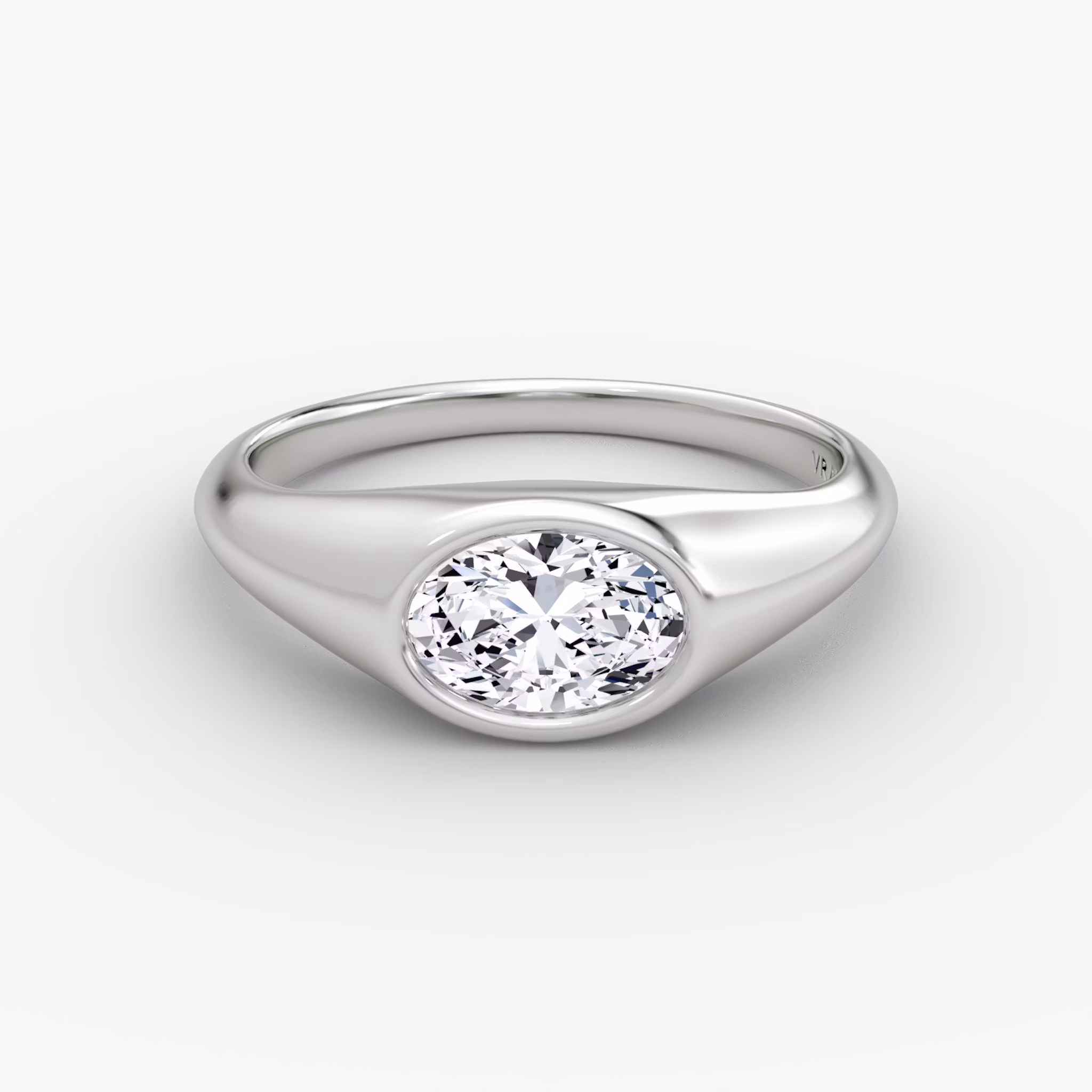 East-West Signet Ring | Oval | 14k | White Gold