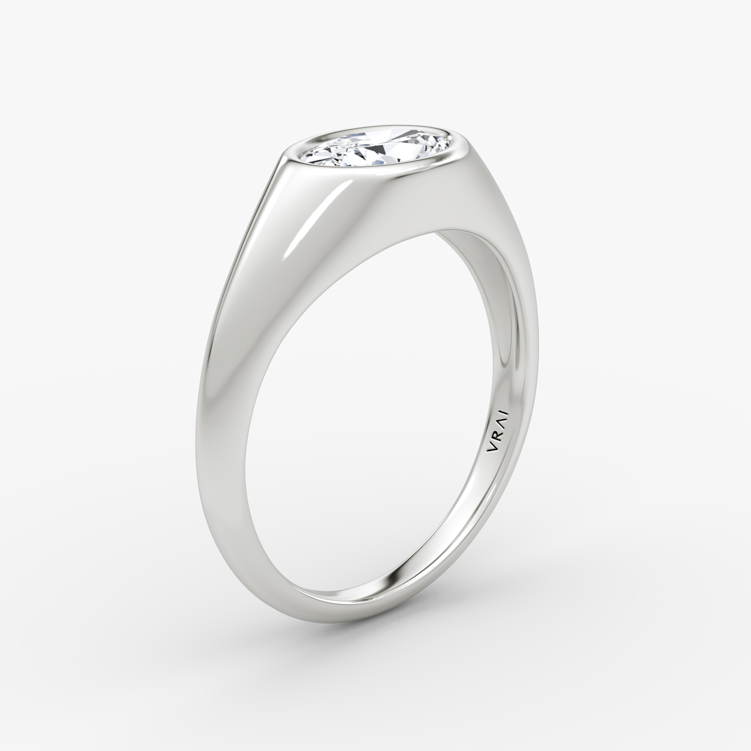 East-West Signet Ring | Oval | 14k | White Gold