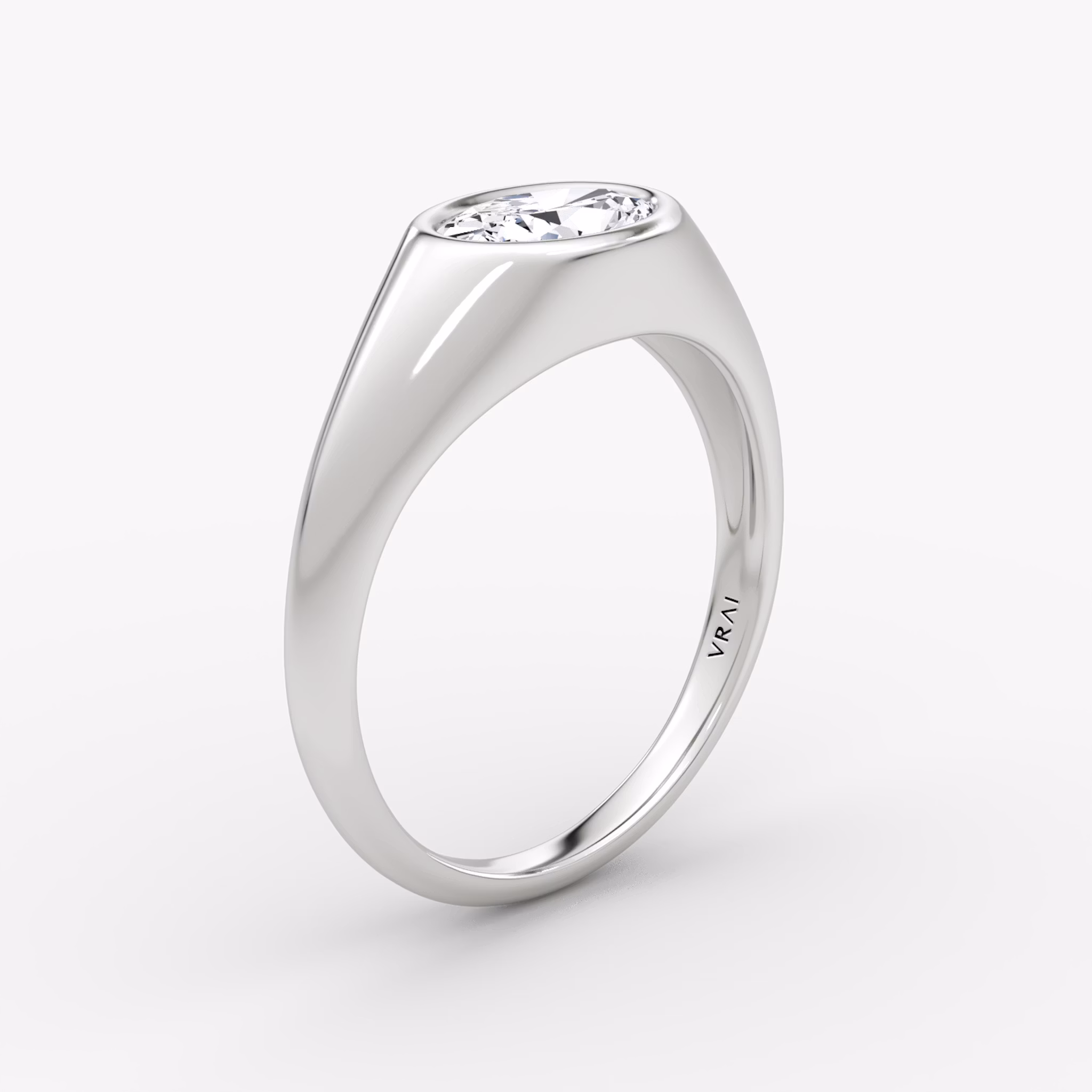 East-West Signet Ring | Oval | 14k | White Gold