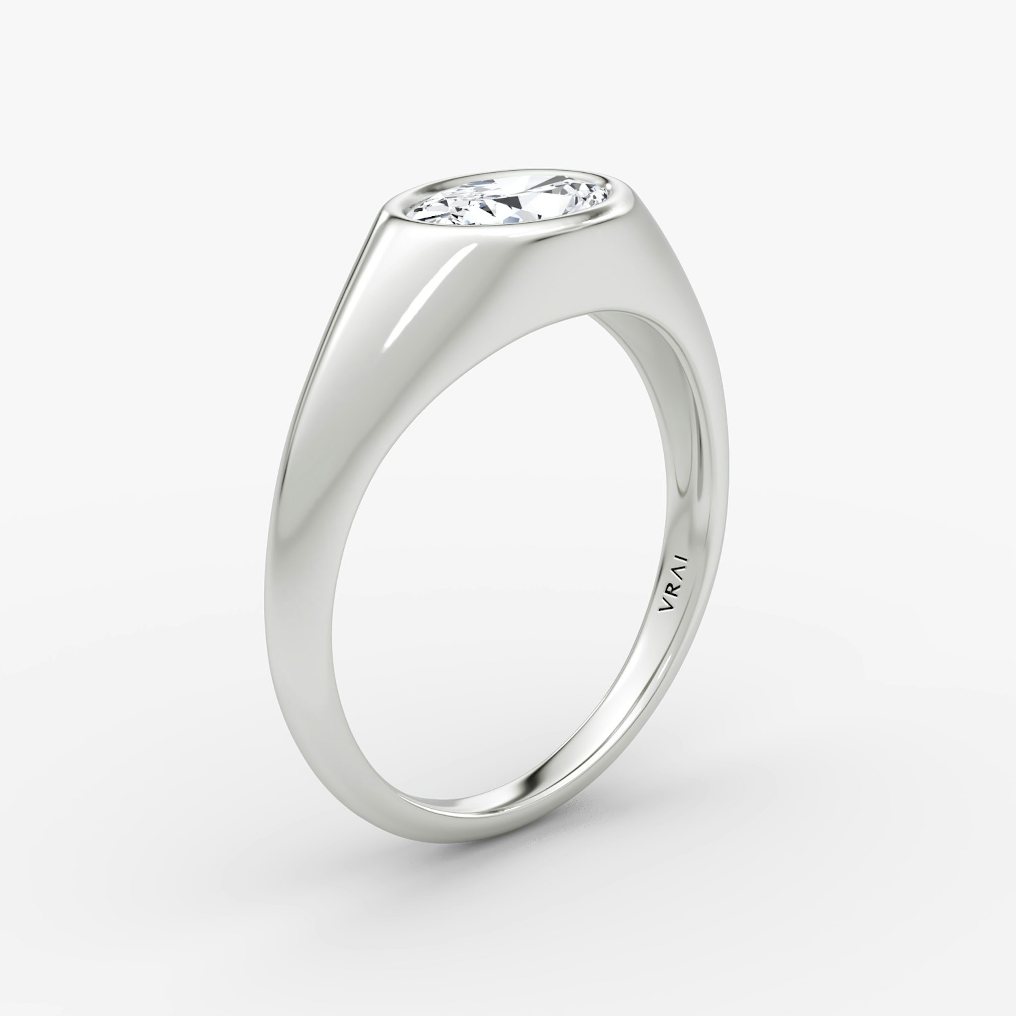 East-West Signet Ring | Oval | 14k | White Gold