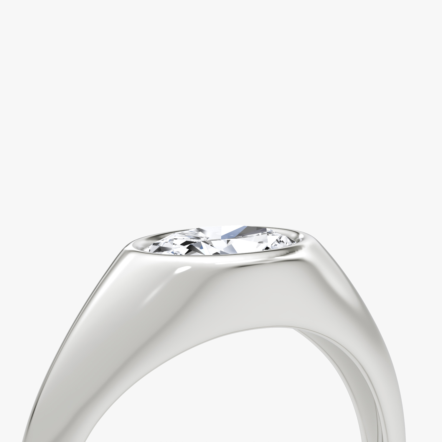 East-West Signet Ring | Oval | 14k | White Gold