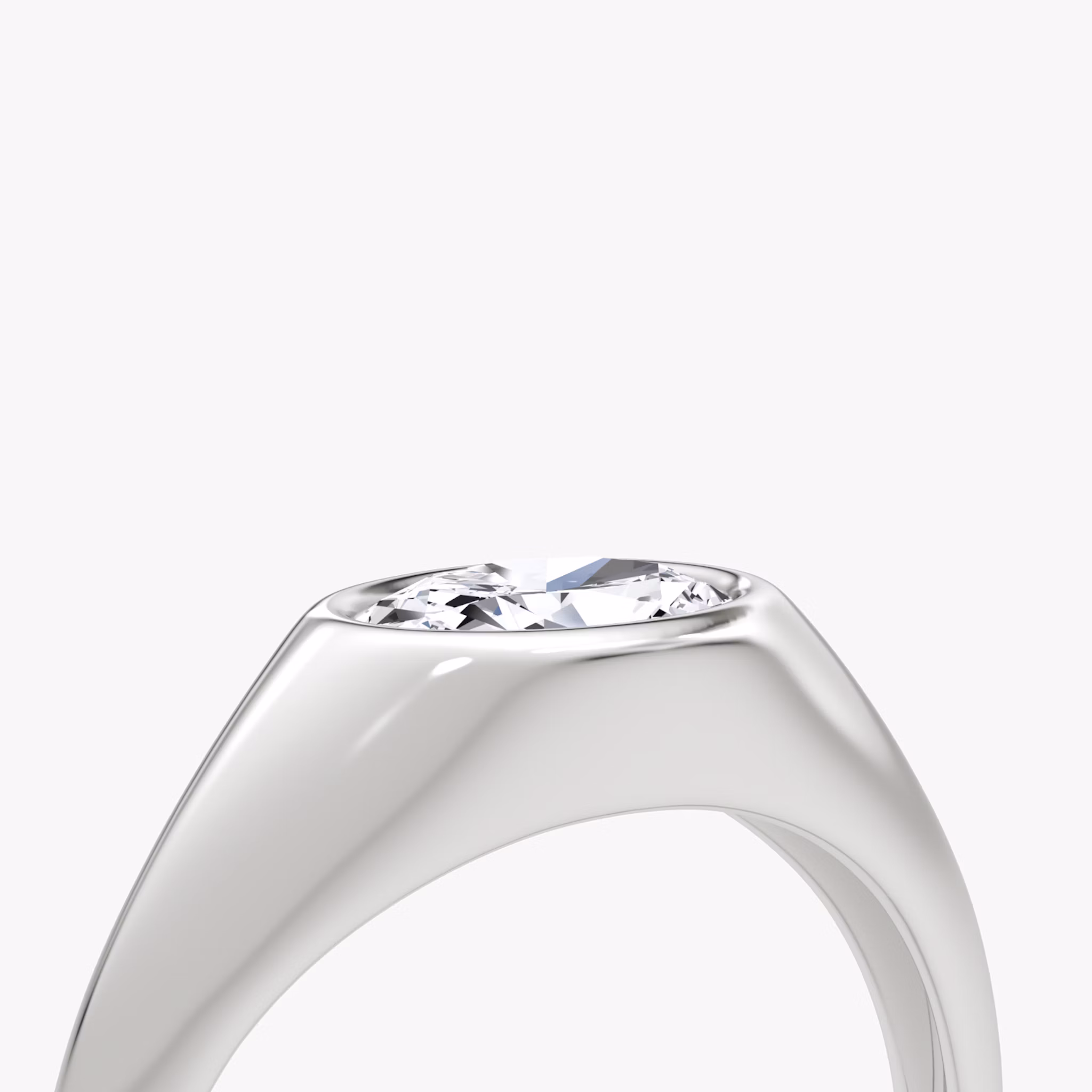 East-West Signet Ring | Oval | 14k | White Gold