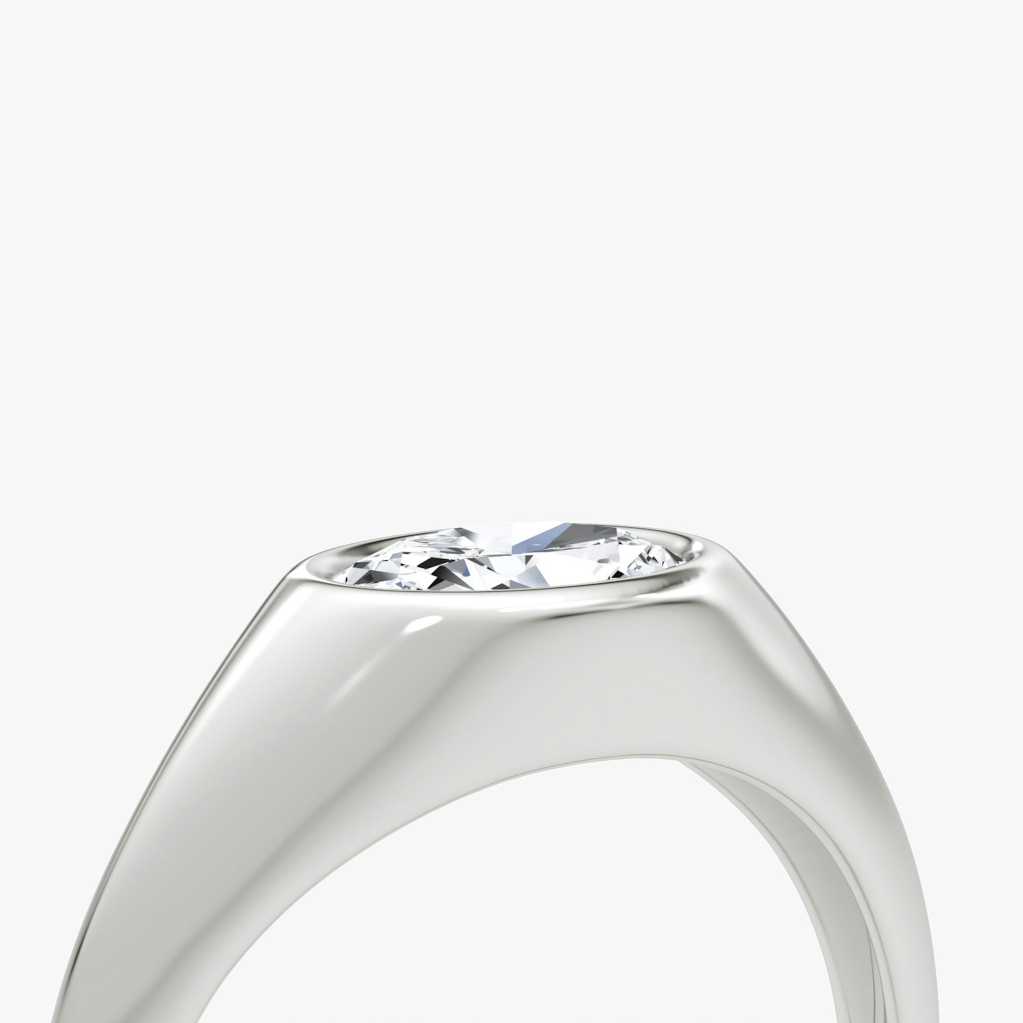 East-West Signet Ring | Oval | 14k | White Gold