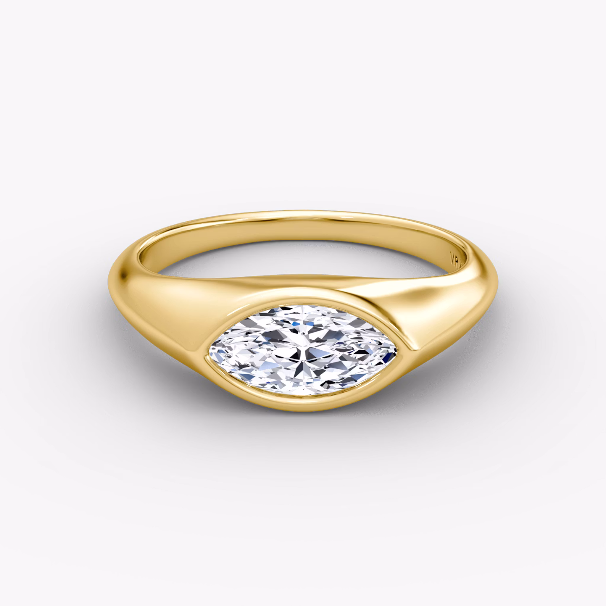 East-West Signet Ring Marquise | Yellow Gold